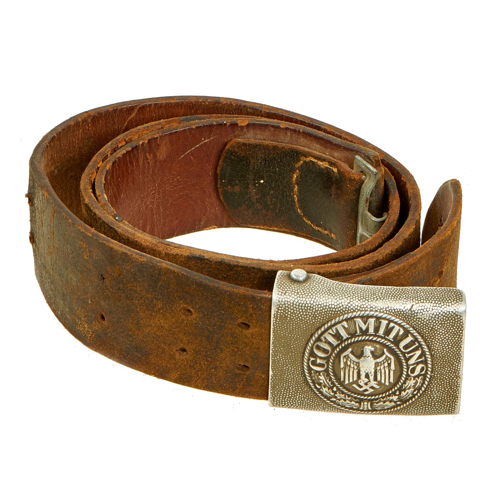 Buy Original German Pre-WWII Army Heer EM/NCO Belt with Pebbled Aluminum Buckle by Linden & Funke - dated 1937 | Original Firearms Antique For Sale