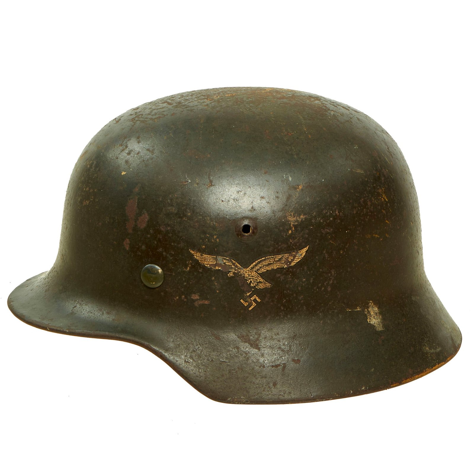Buy Original German WWII Complete 1939 dated Luftwaffe M35 Double Decal Steel Helmet with 57cm Liner - marked SE64 | Original Firearms Antique For Sale