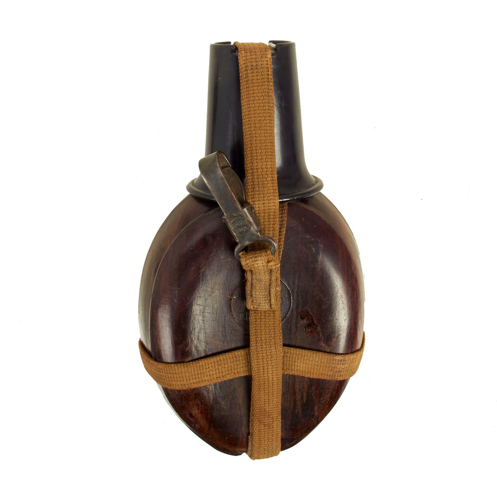 Buy Original German WWII Afrikakorps Coconut Canteen With Bakelite Cup by Heinrich Ritter and Harness - 1941 Dated | Original Firearms Antique For Sale