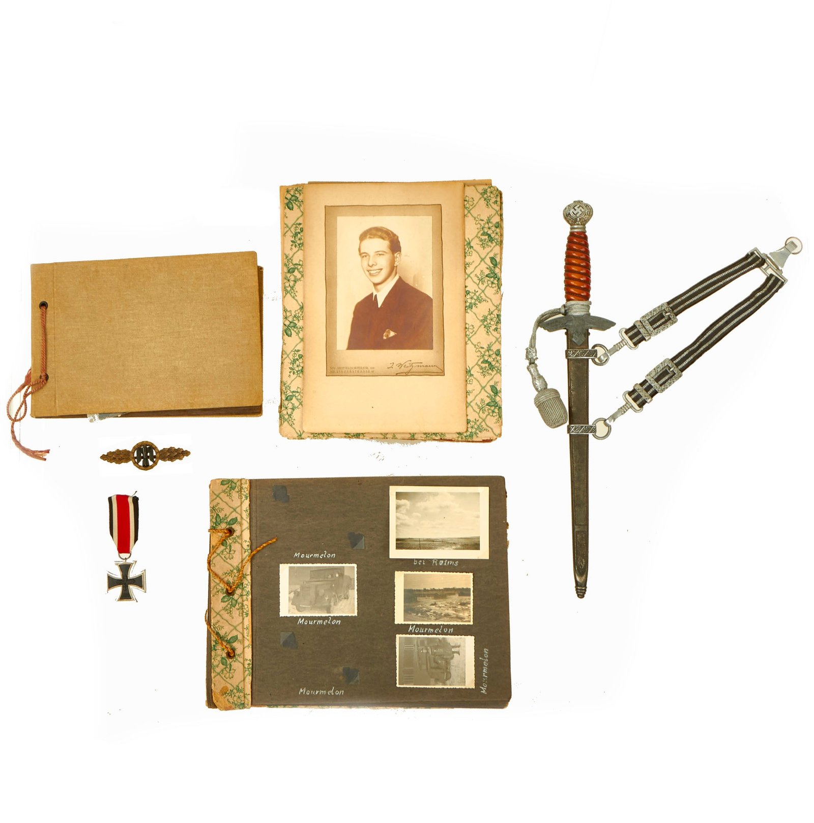 Buy Original German WWII Named Luftwaffe Grouping with Dagger by E. & F. Hörster, 1957 EKII, 1957 Bomber Clasp, 2 Photo Albums & Additional Photos | Original Firearms Antique For Sale