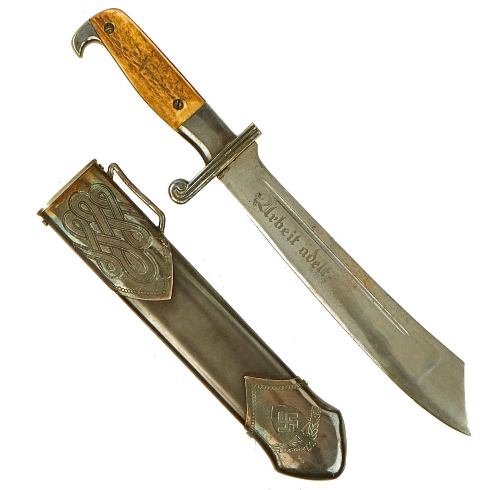 Buy Original German Pre-WWII RAD Labor Corps Enlisted Mans Hewer by Carl Eickhorn with Monogram & Scabbard | Original Firearms Antique For Sale