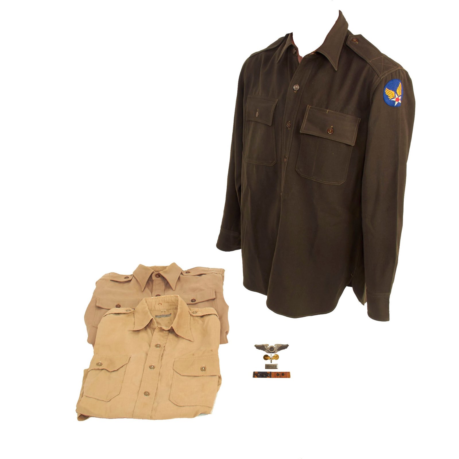 Buy Original U.S. WWII Named 5th Army Air Force Engraved Aircraft Combat Observer Badge and Uniform Grouping For B-24 Bombardier Lt. Herman Karl Schoenfeld - Flew For 65 Combat Missions | Original Firearms Antique For Sale