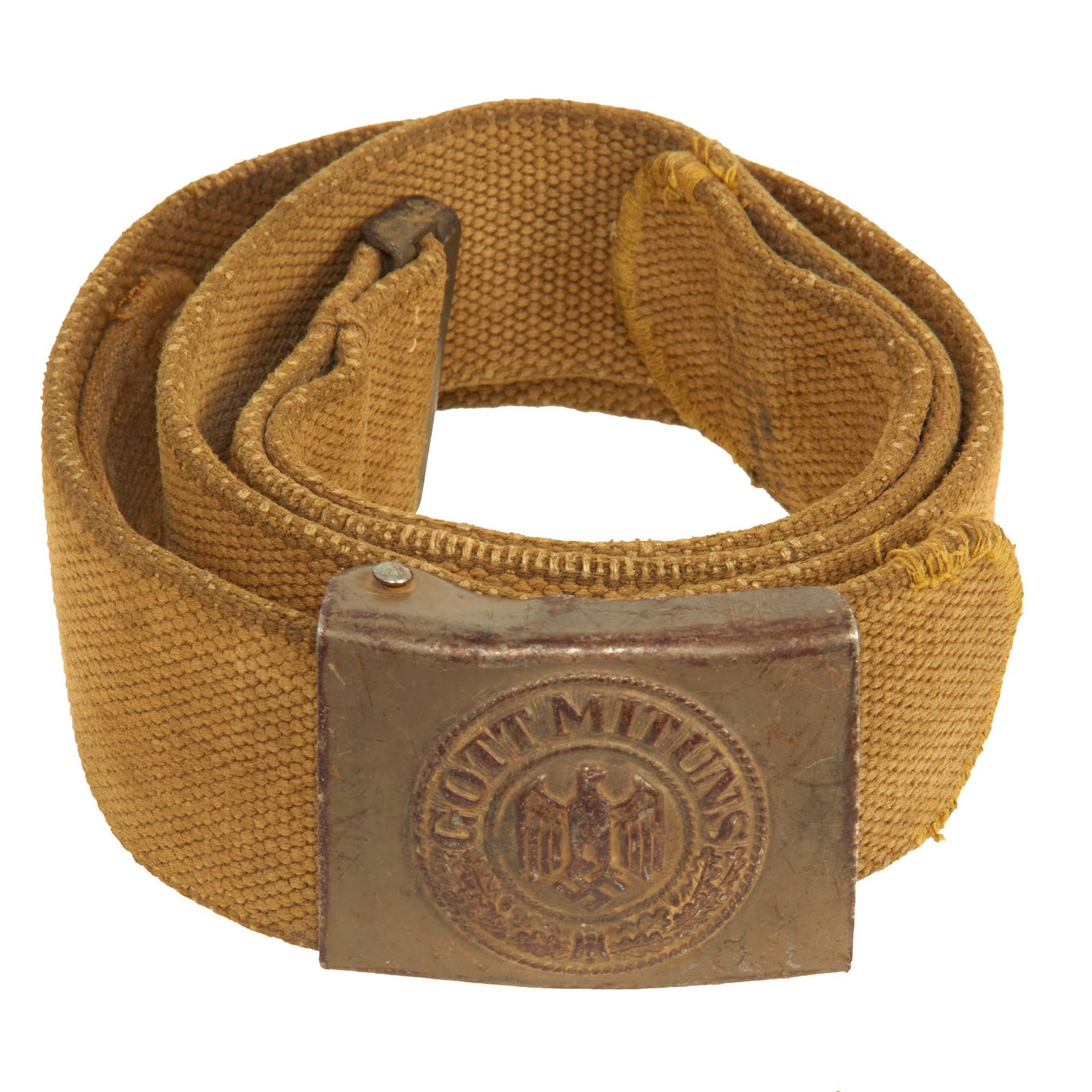 Buy Original German WWII Rare Tropical Afrikakorps DAK Web Belt with Steel Buckle | Original Firearms Antique For Sale