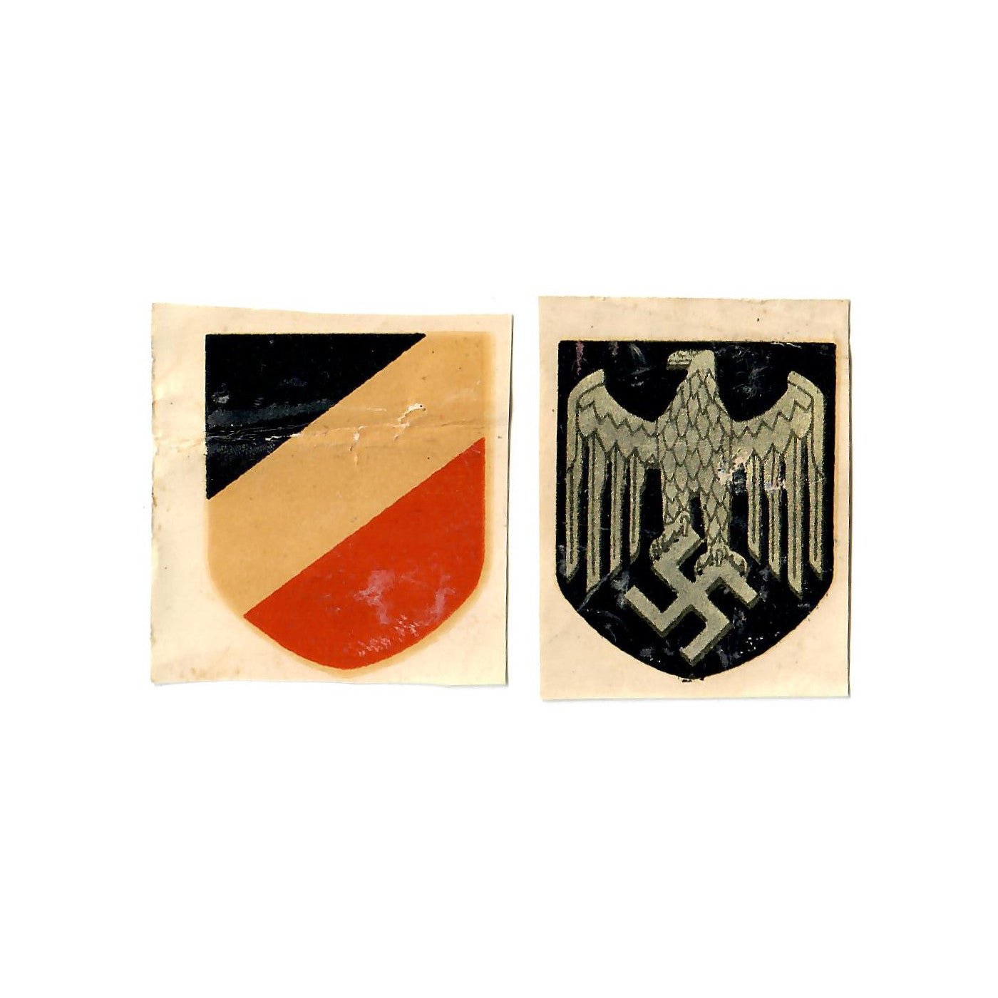 Buy Original German WWII Heer Army Unissued Helmet Decal Set - Silver Wehrmacht Eagle & National Colors Decals | Original Firearms Antique For Sale