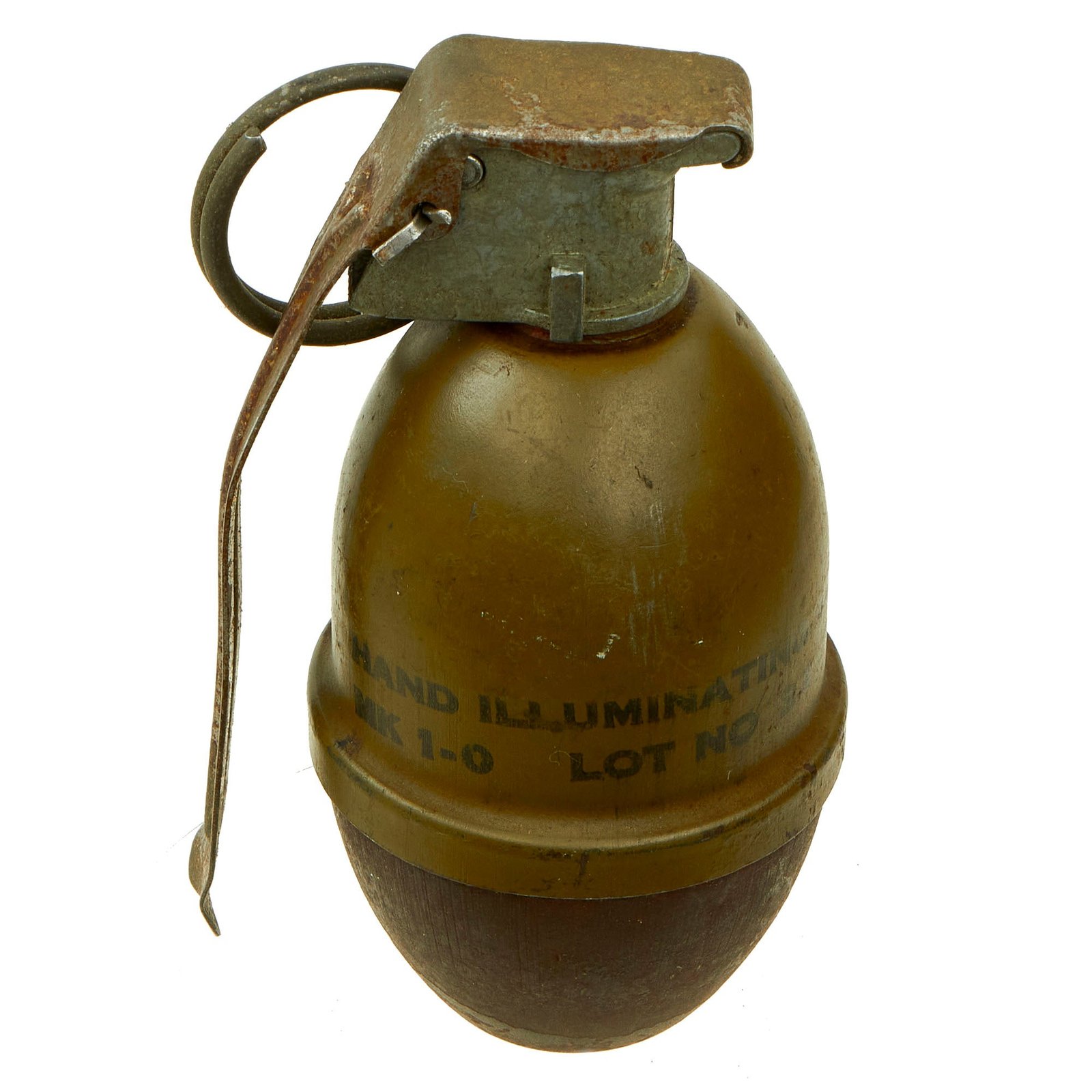 Buy Original U.S. Post Korean War Era Mk 1 Mod 0 Illumination Hand Grenade Dated 1954 - Inert | Original Firearms Antique For Sale