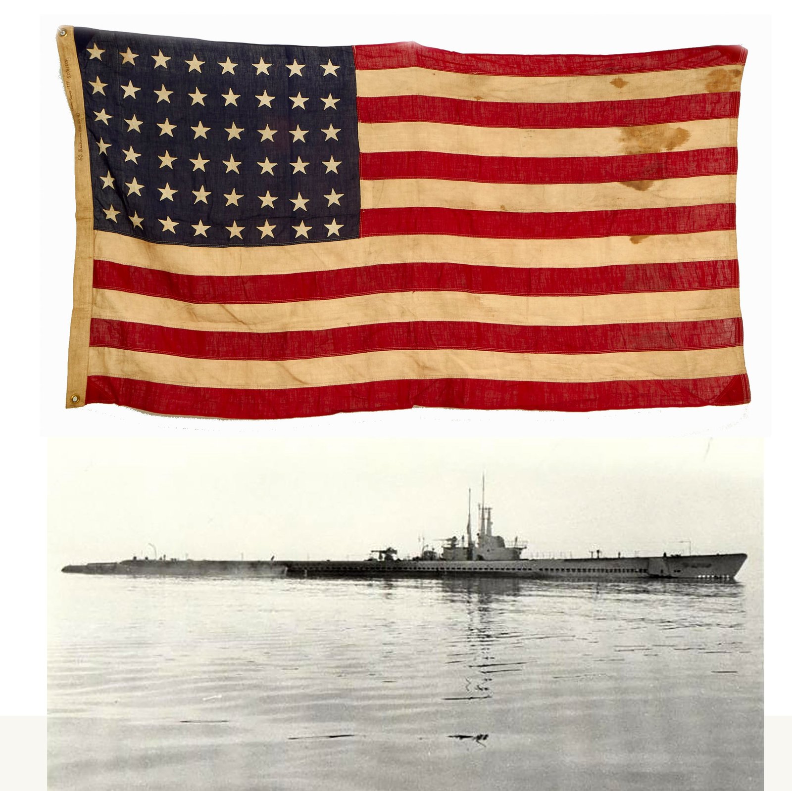 Buy Original U.S. WWII 48 Star Naval Ensign Flown From The USS Seahorse, As Sold By Heritage Auctions - From The Dr. Clarence R. Rungee Memorial Collection | Original Firearms Antique For Sale