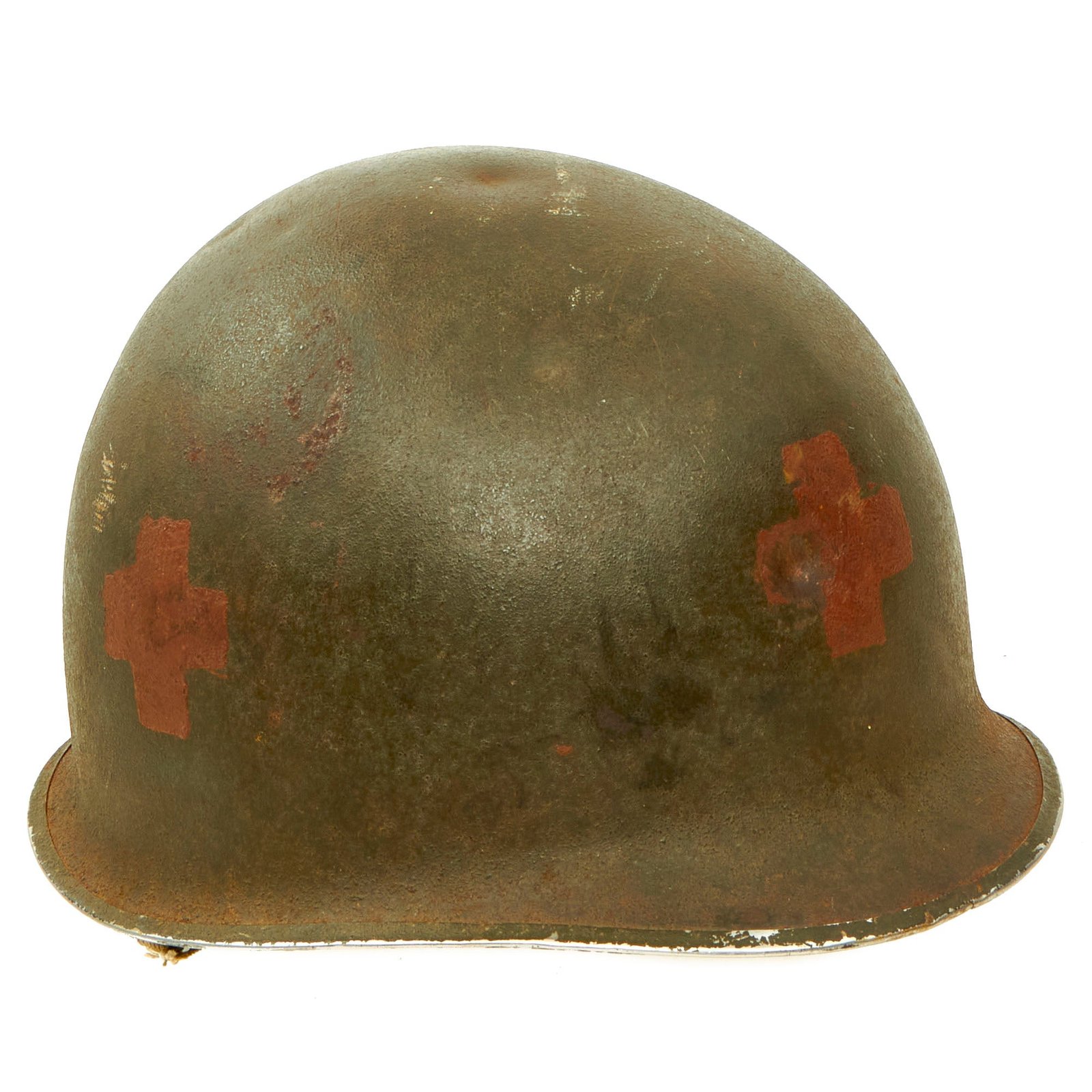 Buy Original U.S. WWII Medic 1942 M1 McCord Front Seam Fixed Bale Helmet with Westinghouse Liner | Original Firearms Antique For Sale