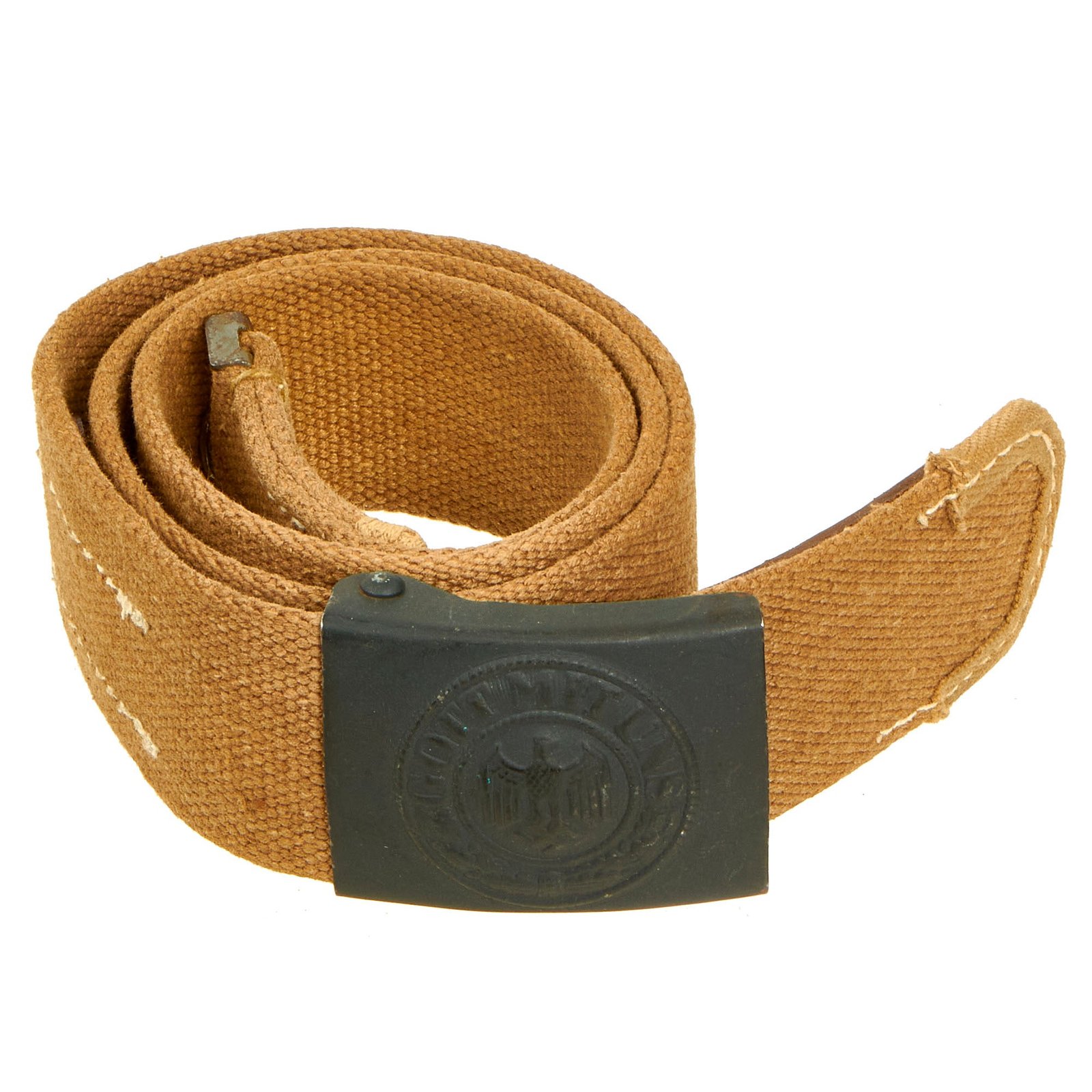 Buy Original German WWII Rare Kriegsmarine Coastal Artillery Afrikakorps DAK Web Belt with Steel Buckle by Berg & Nolte dated 1943 | Original Firearms Antique For Sale