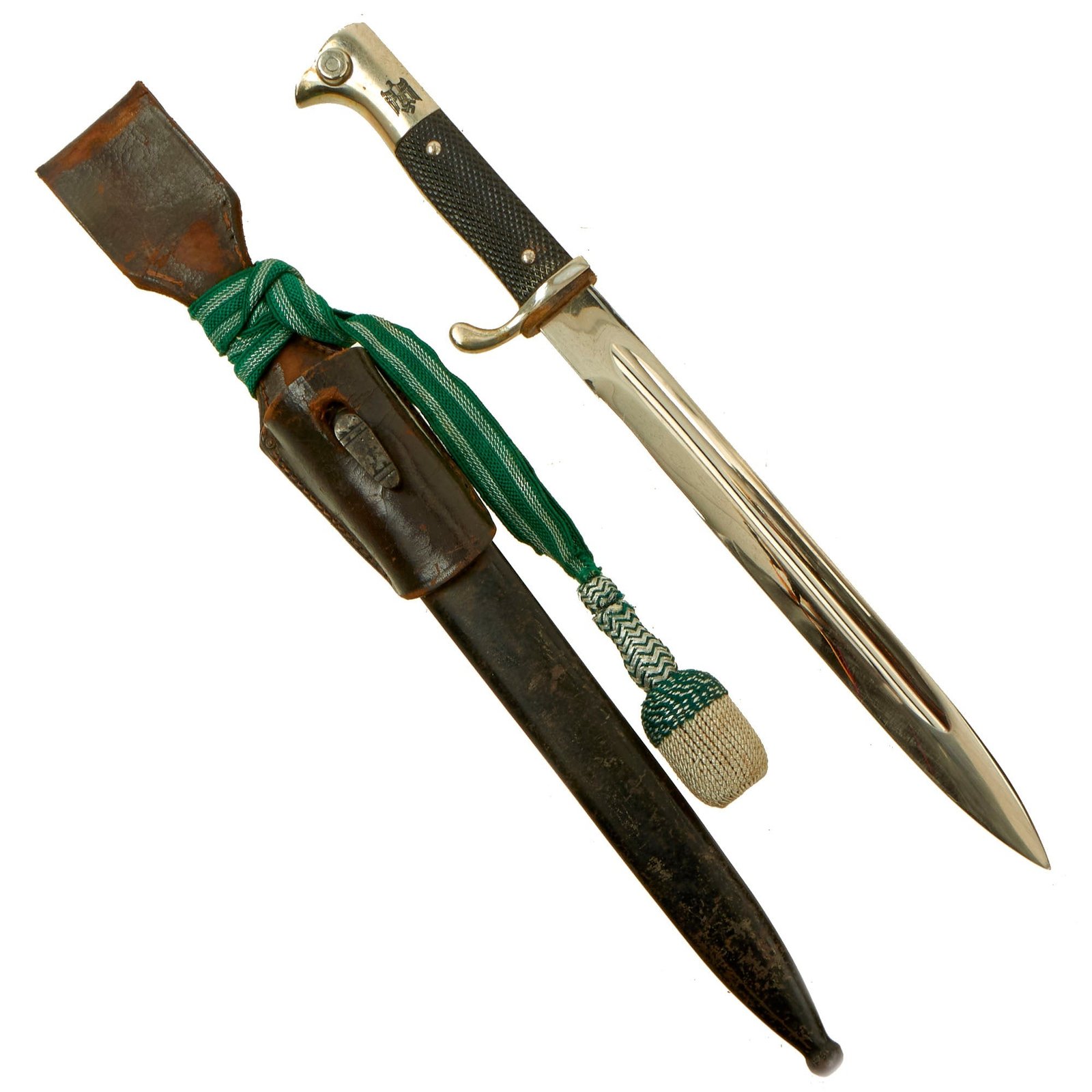 Buy Original German WWII Customized Heer Long 98k Dress Bayonet by Carl Eickhorn with NCO Troddel, Scabbard & Frog | Original Firearms Antique For Sale
