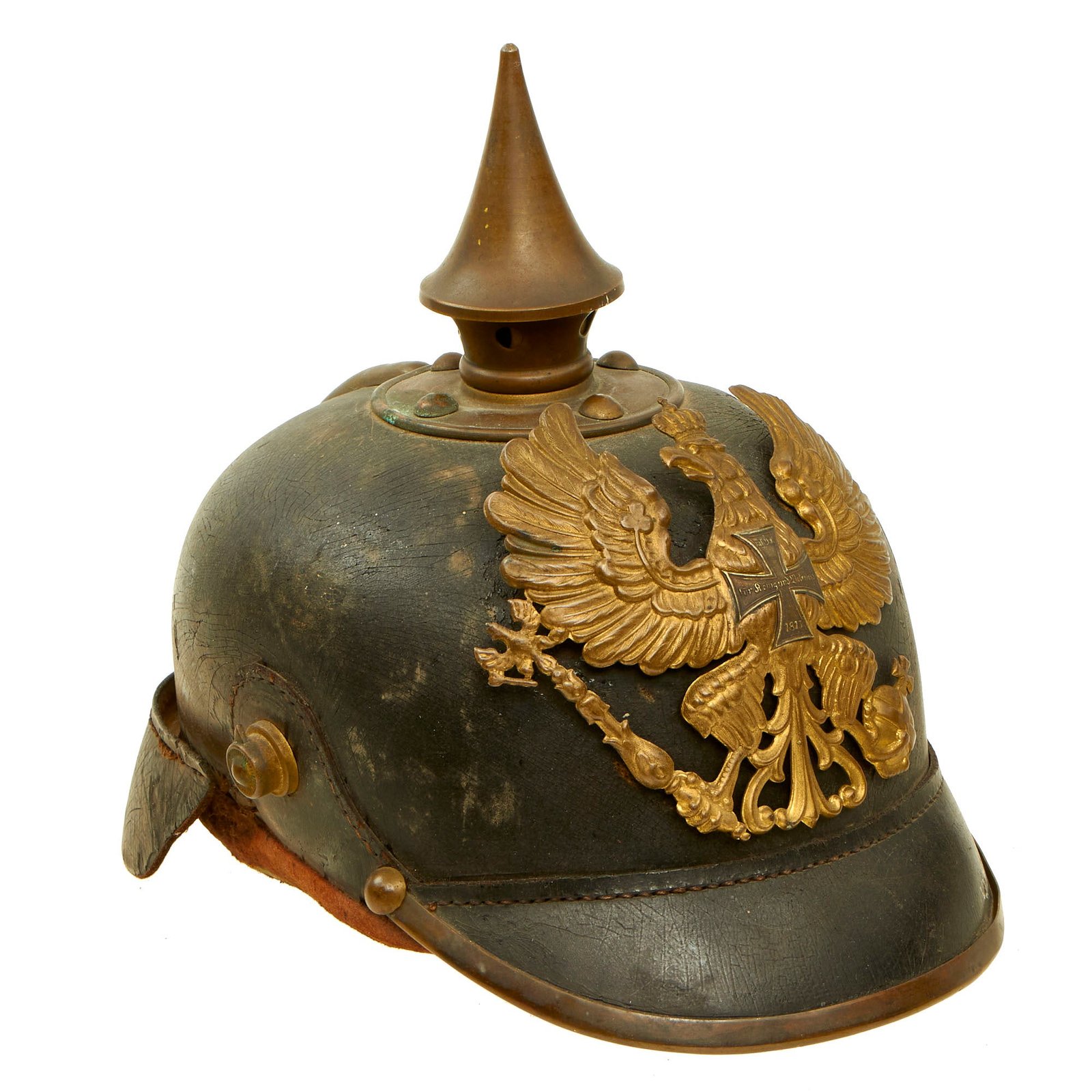 Buy Original Pre WWI Imperial German Prussian Complete M1895 Landwehr Reserve Infantry EM NCO Pickelhaube Spiked Helmet - Dated 1891 and Regiment Marked for 68th (6th Rhenish) Infantry | Original Firearms Antique For Sale