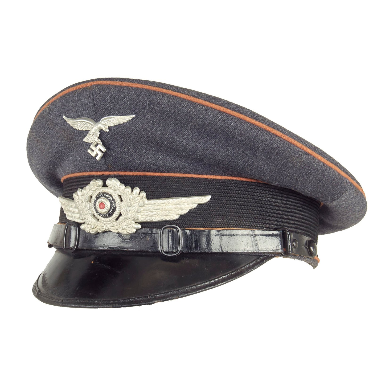Buy Original German WWII Luftwaffe Signals 57 1/2cm EM/NCO Schirmmütze Visor Cap by EREL with Unit Marking - dated 1938 | Original Firearms Antique For Sale