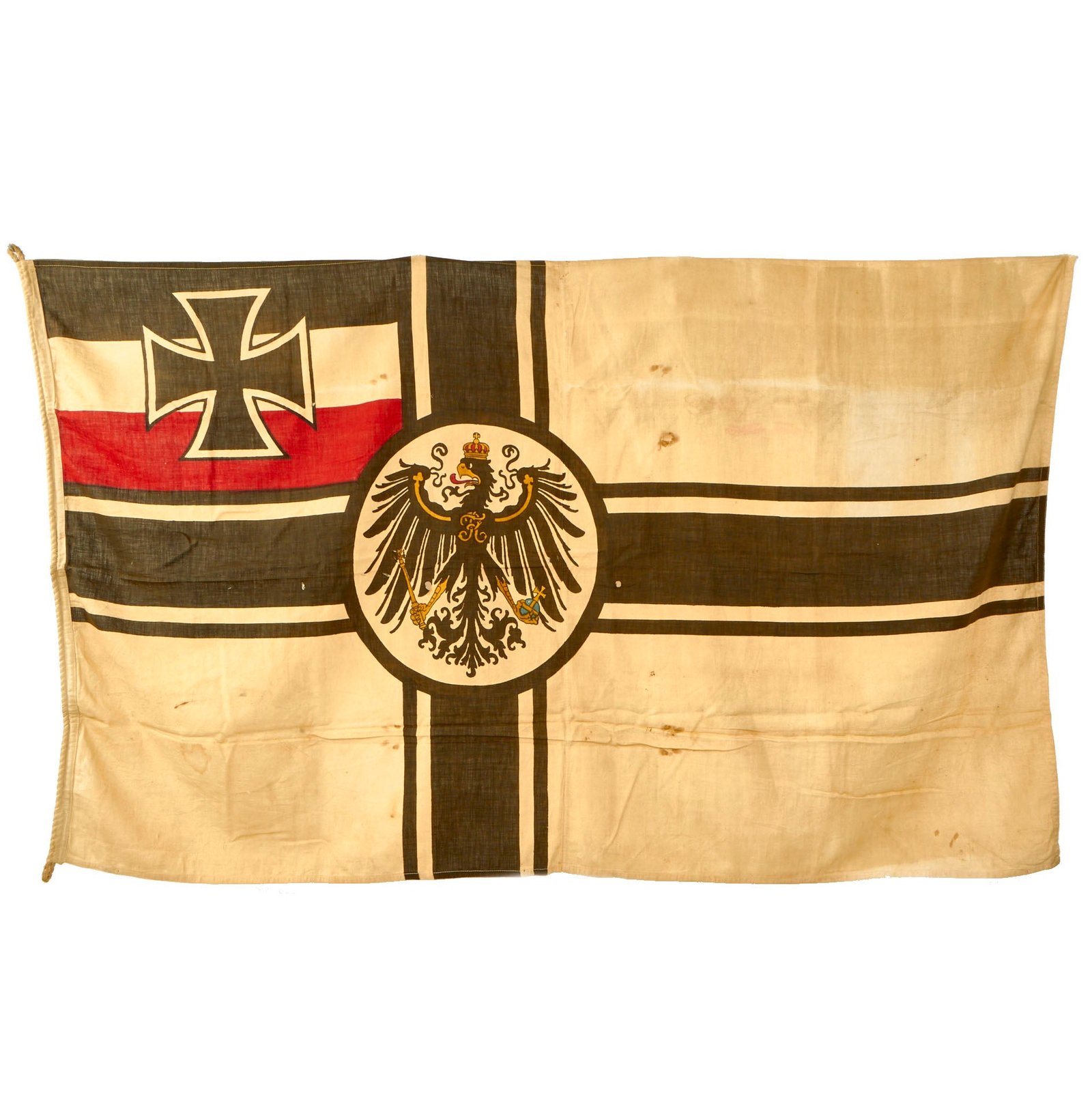 Buy Original WWI Imperial German Navy Large Reichskriegsflagge War Ensign Battle Flag - 37” x 64” | Original Firearms Antique For Sale