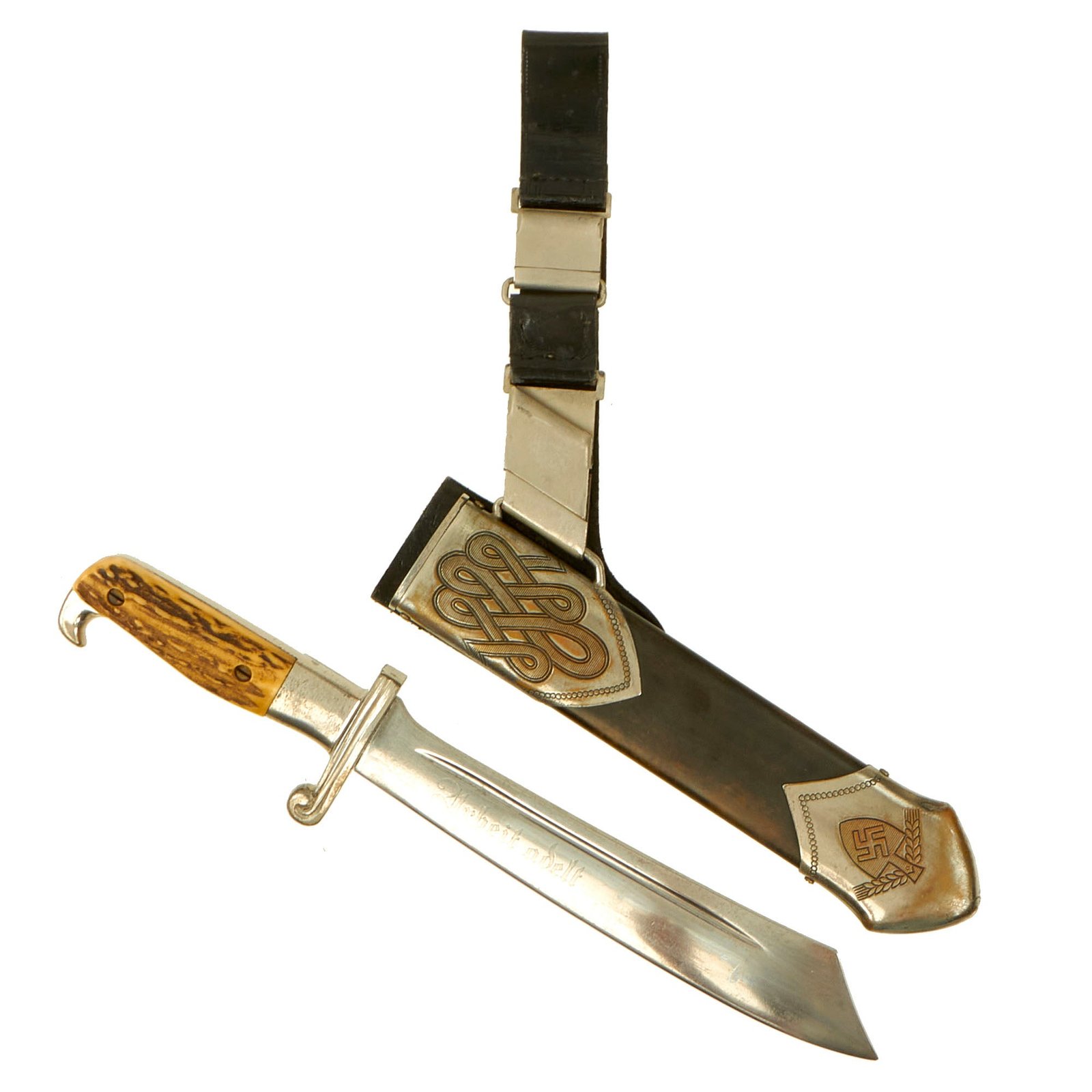 Buy Original German WWII RAD Labor Corps Enlisted Mans Hewer by Gottlieb Hammesfahr & Co. with with Rare Bullet Style Hanger & Belt Loop | Original Firearms Antique For Sale