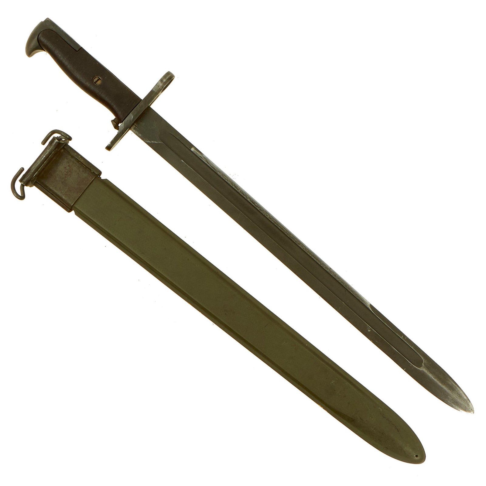 Buy Original U.S. WWII M1942 Garand 16" Bayonet by Union Fork & Hoe with Red Bakelite Grips and M3 Scabbard - dated 1942 | Original Firearms Antique For Sale