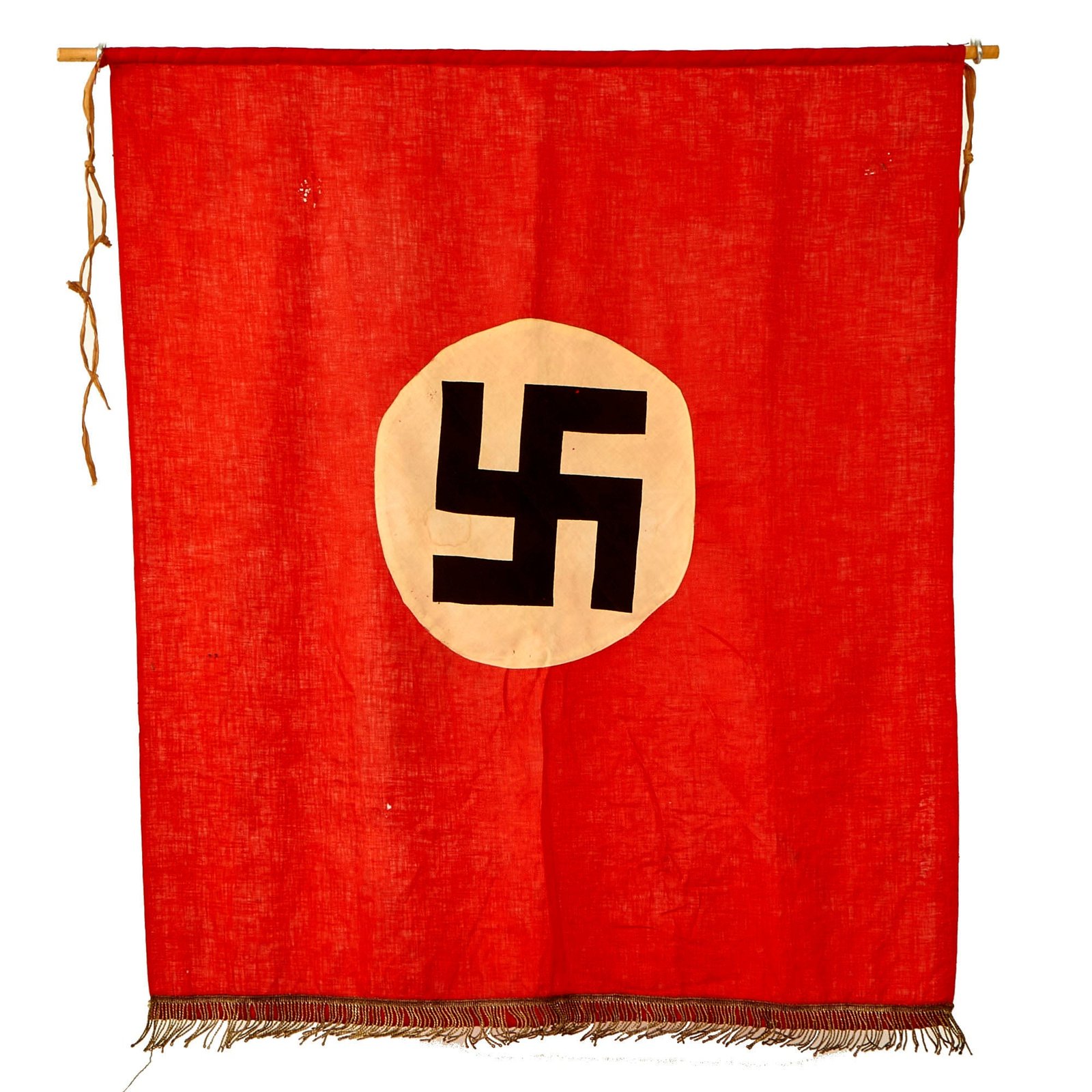 Buy Original German WWII NSDAP National Socialist Party Fringed Podium Banner on Pole - 34" x 31" | Original Firearms Antique For Sale