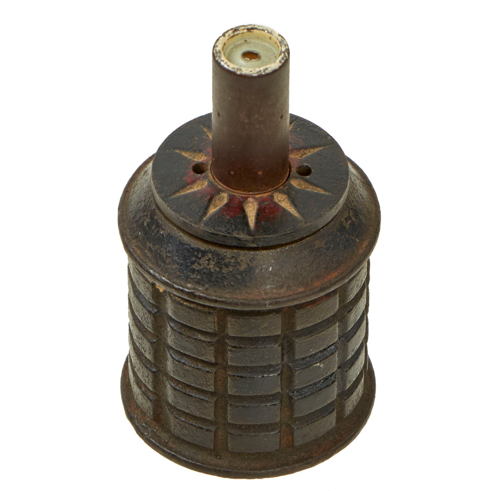 Buy Original Japanese WWII Type 97 Inert Fragmentation Hand Grenade Trench Art Lighter Made From Weston “Ball O Flint” Brand “V For Victory” Lighter | Original Firearms Antique For Sale