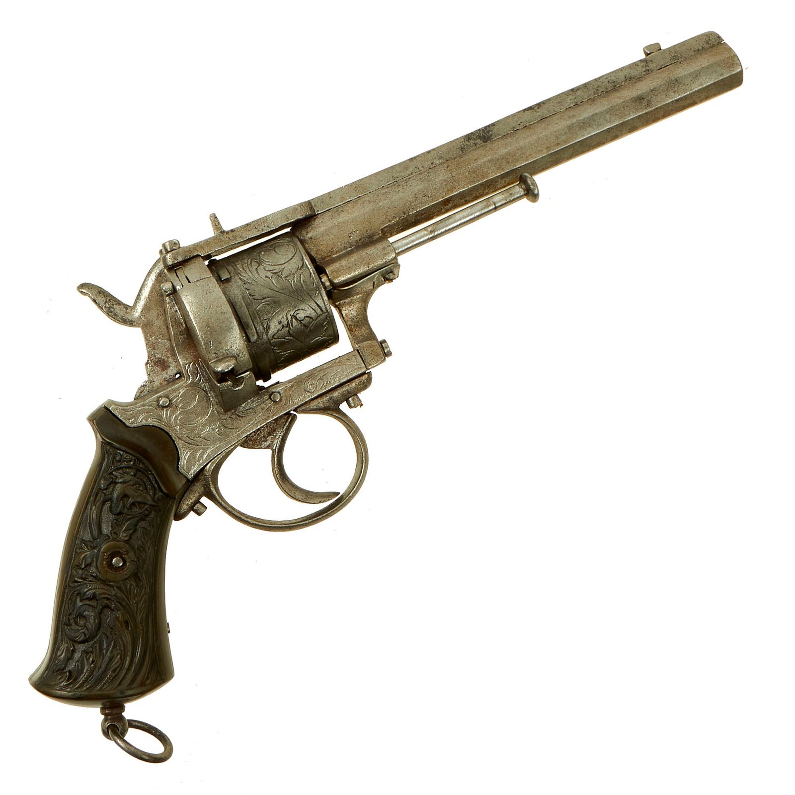Buy Original U.S. Civil War Era Belgian 9mm Pinfire Double Action Revolver with Liège Proofs & Ornate Grips - c. 1860 | Original Firearms Antique For Sale