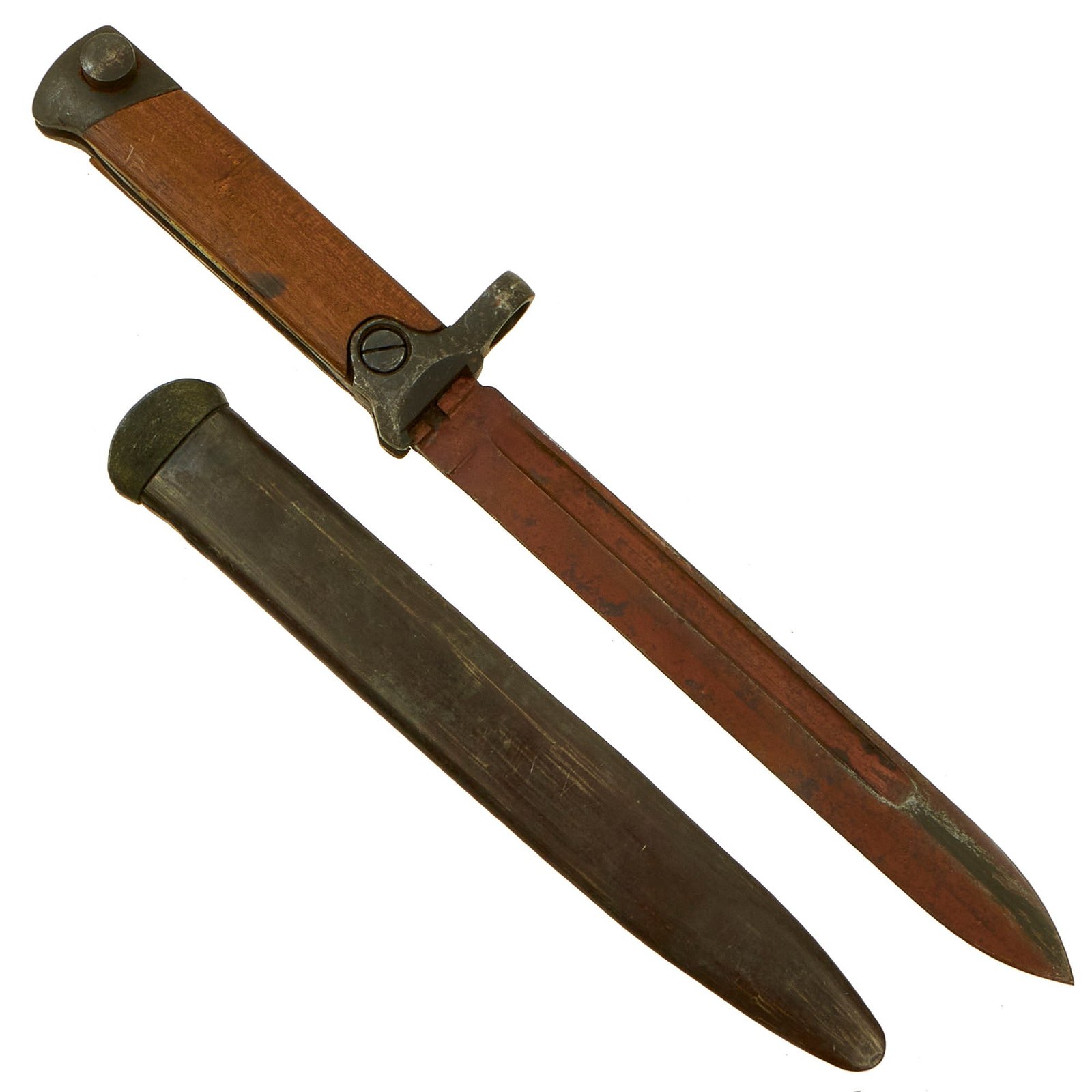 Buy Original Italian WWII M1938 Mannlicher Carcano Short Rifle Folding Bayonet with Scabbard | Original Firearms Antique For Sale