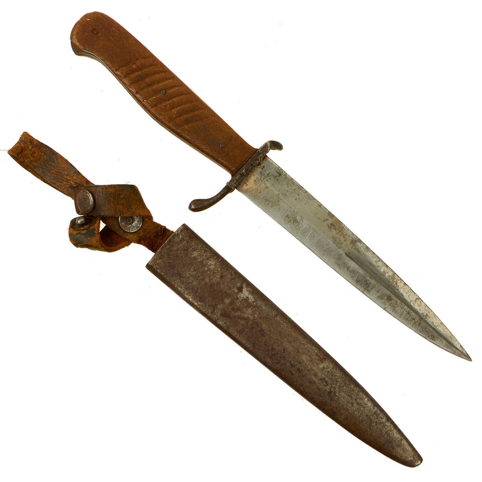 Buy Original German WWI Fighting Trench Knife with Original Rolled Steel Scabbard | Original Firearms Antique For Sale