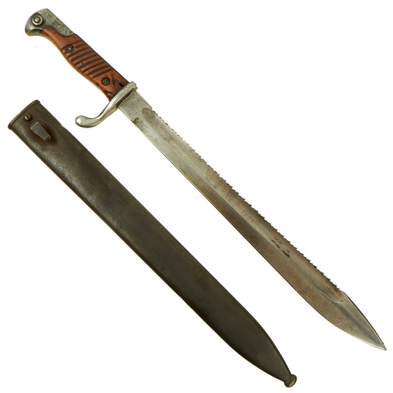 Buy Original German WWI M1898/05 n/A Butcher Sawback Bayonet by Dürkopp-Werke. A.-G. with Scabbard | Original Firearms Antique For Sale