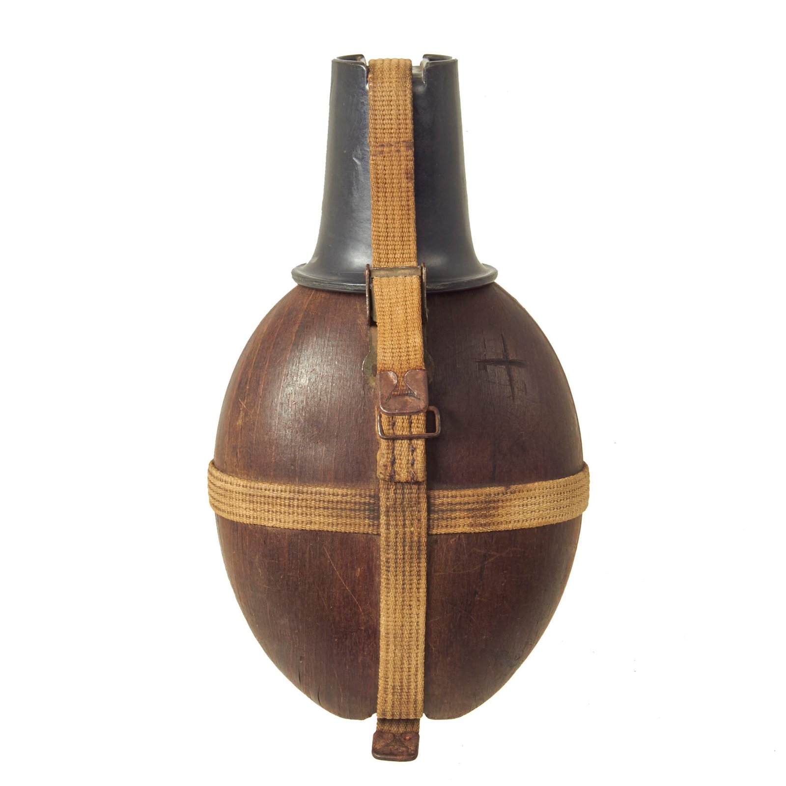 Buy Original German WWII Afrikakorps Coconut Canteen With Bakelite Cup by Heinrich Ritter and Harness - 1942 Dated | Original Firearms Antique For Sale