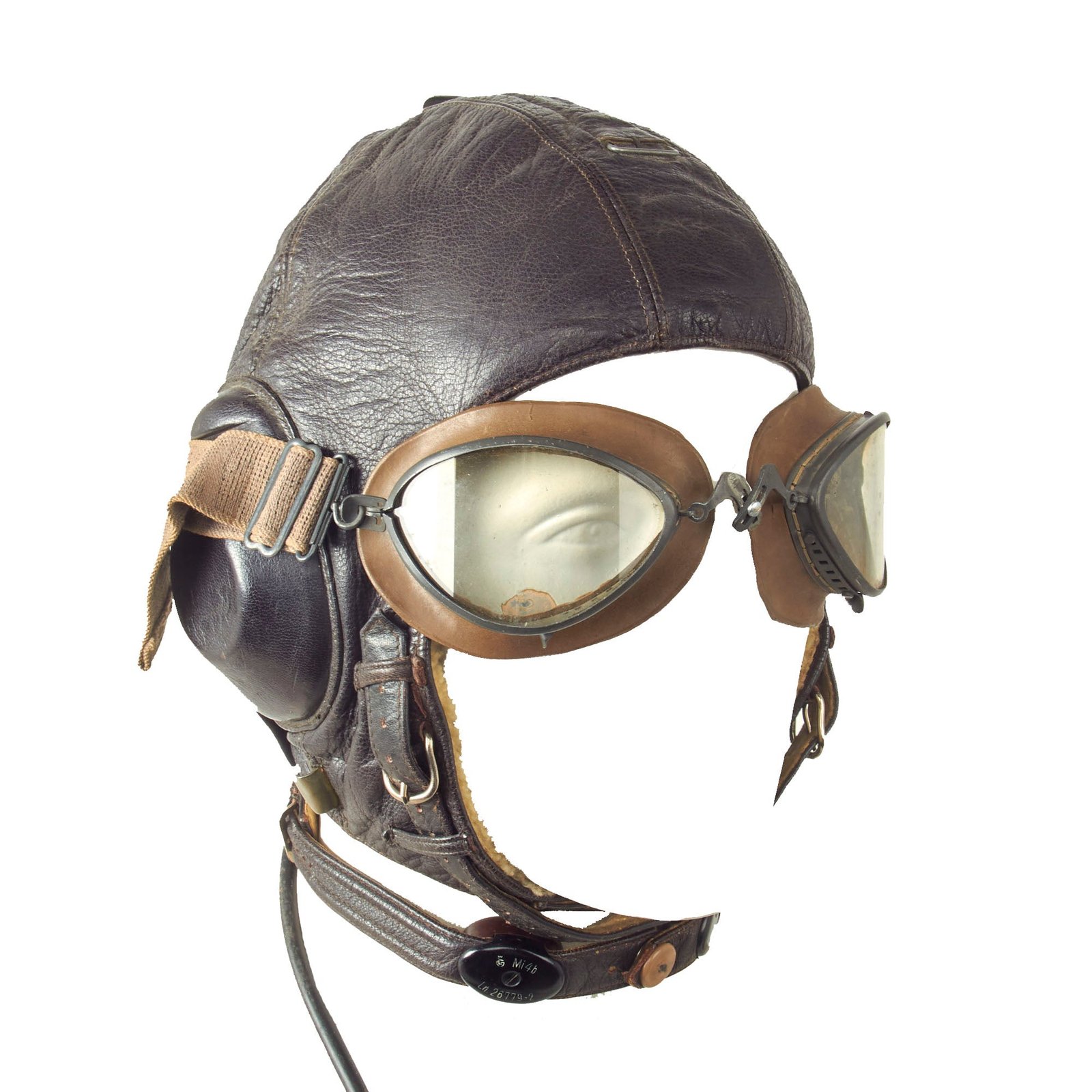 Buy Original German WWII Luftwaffe LKpW101 Winter Flying Helmet by Siemens with Avionics & Goggles - Size 56 | Original Firearms Antique For Sale