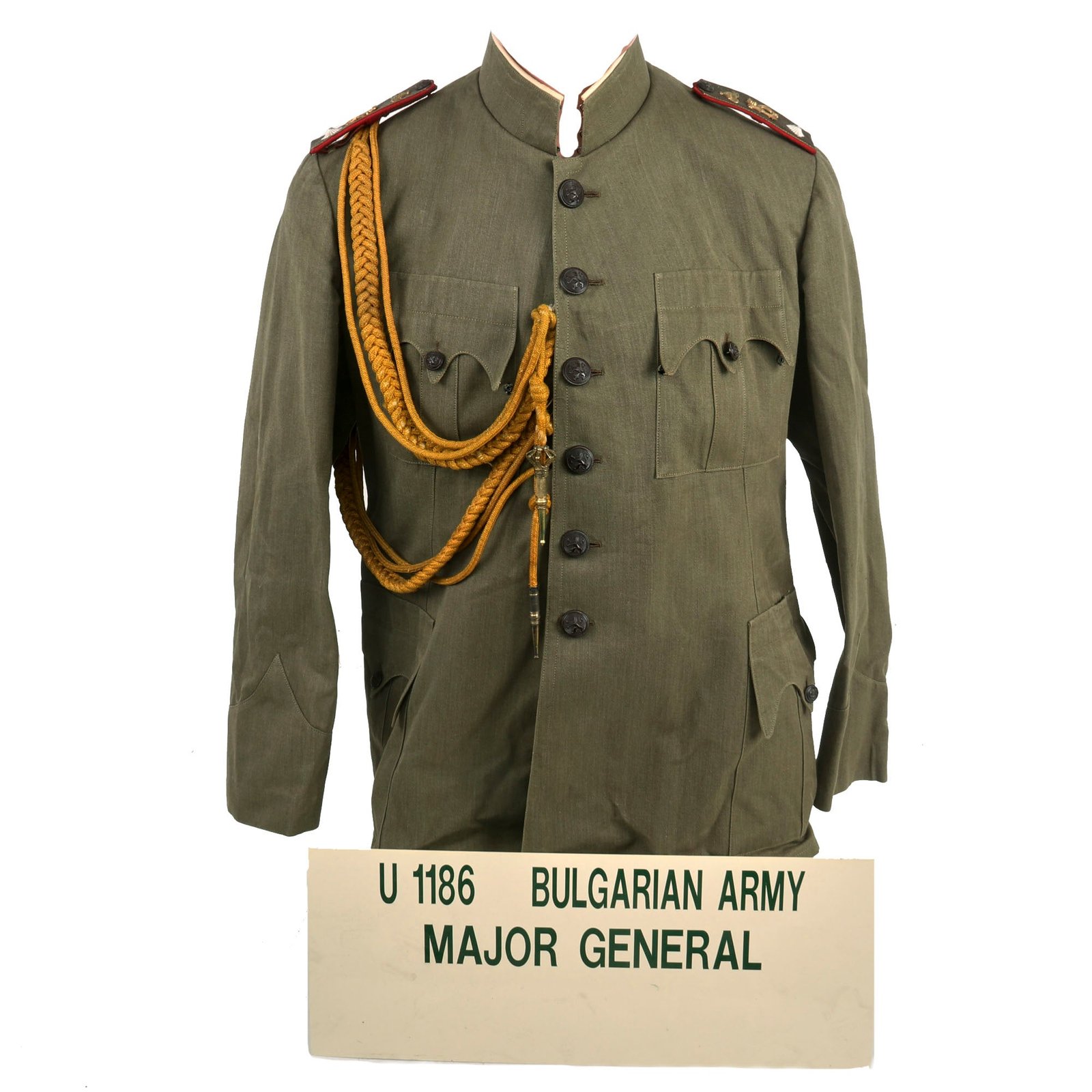 Buy Original Bulgarian WWII Era Infantry Major-General Service Uniform Jacket With Museum Sign - Formerly Part of the A.A.F. Tank Museum | Original Firearms Antique For Sale