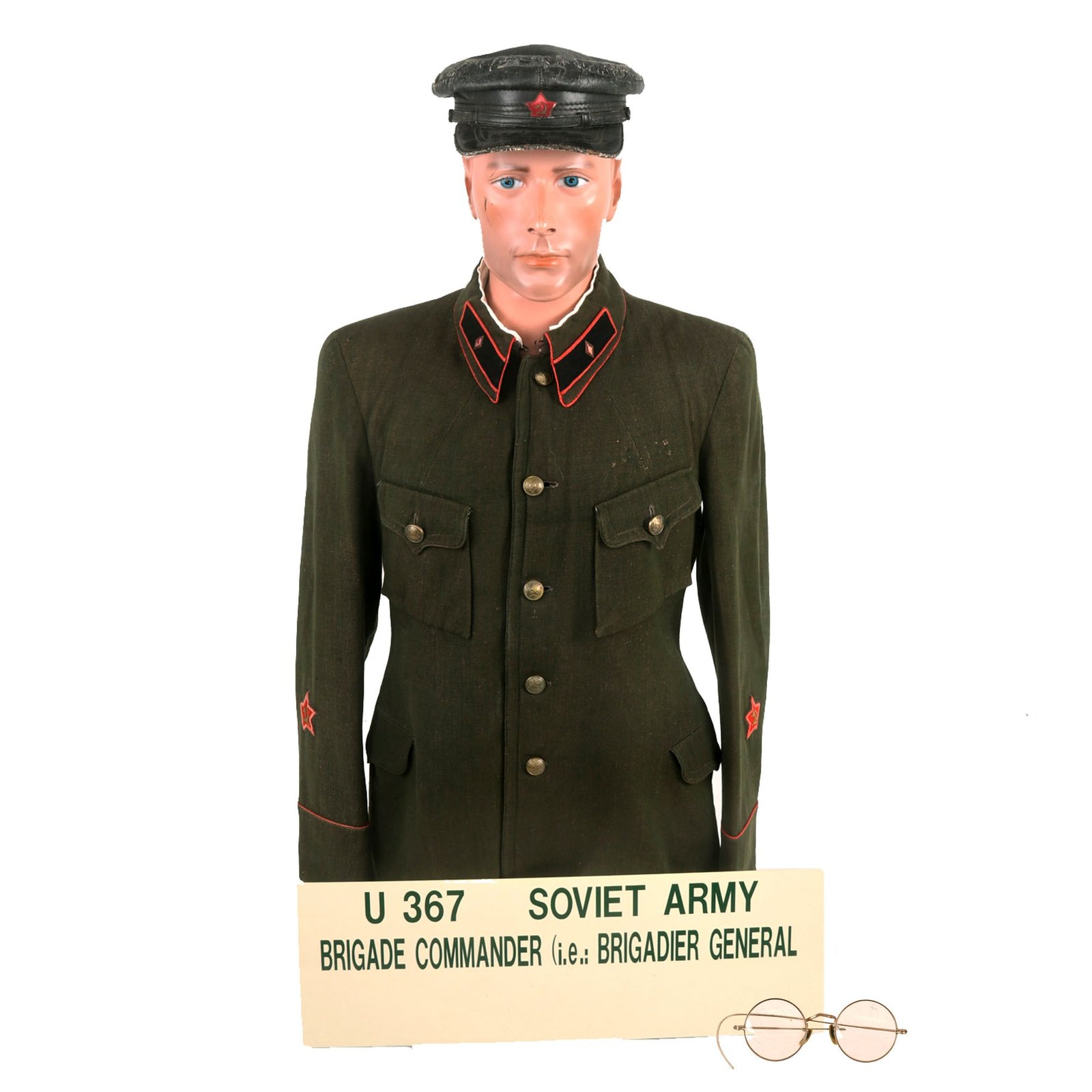 Buy Original Soviet WWII Armored Brigade Commander M-1935 Uniform with Tankist M-1924 Leather Cap | Original Firearms Antique For Sale