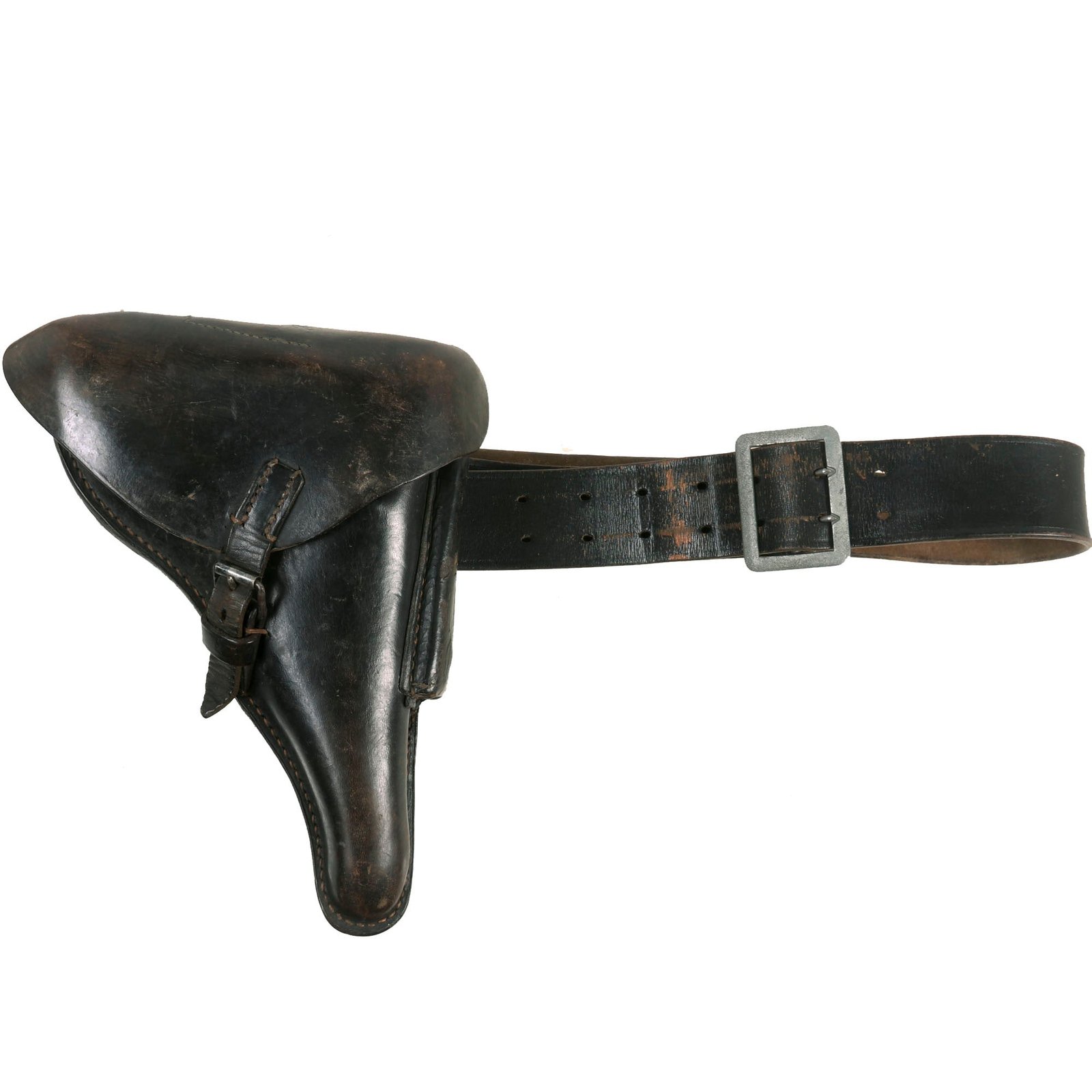 Buy Original German Pre WWII 1937 dated Black P.08 Luger Holster by Freiberg with Brown Officers Claw Belt | Original Firearms Antique For Sale