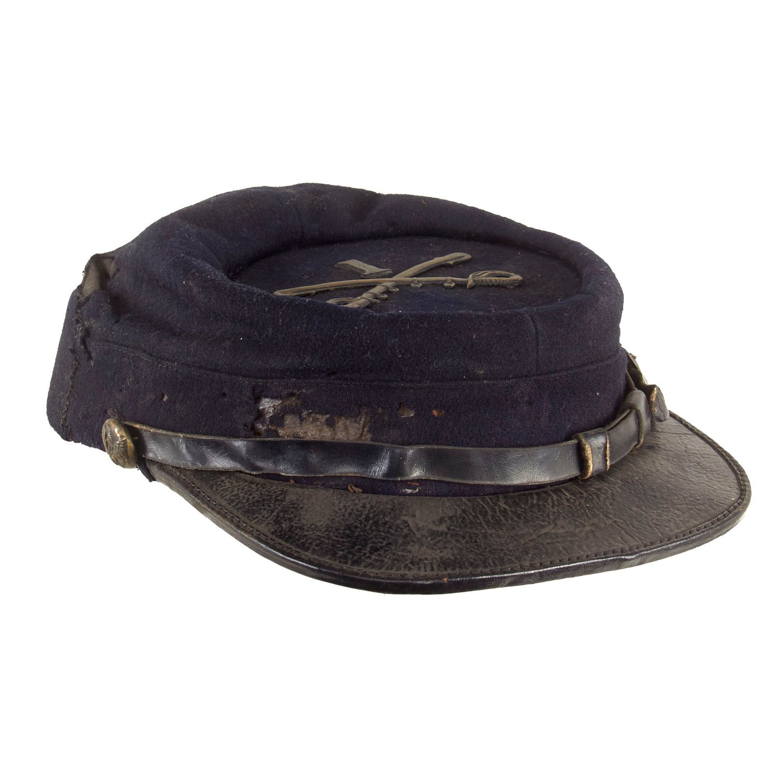 Buy Original Early Indian Wars Model 1872 U.S. Army Kepi by Ridabock with Civil War Era 1st Cavalry Regiment Insignia and Federal Eagle “C” Cavalry Side Buttons | Original Firearms Antique For Sale