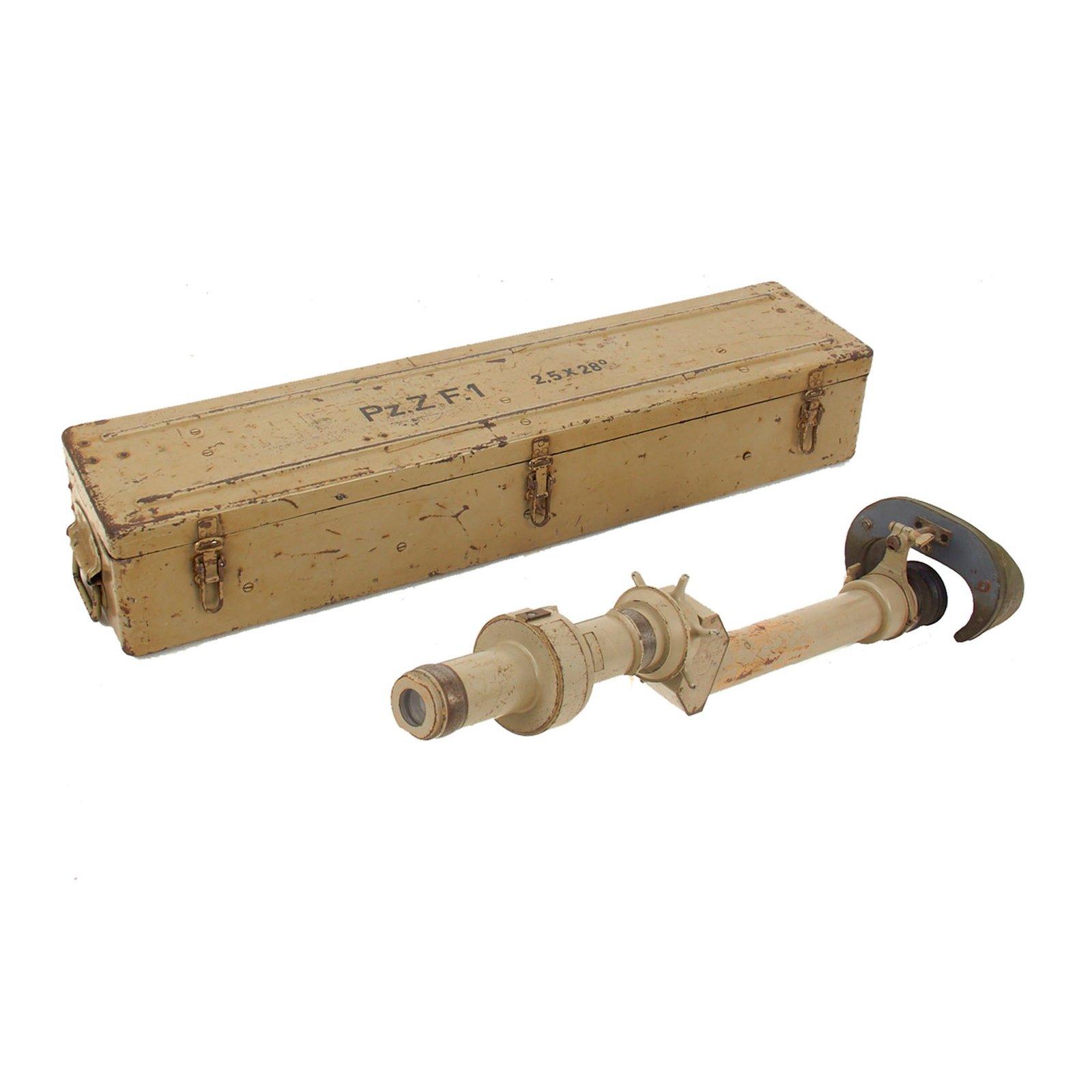 Buy Original German WWII Panzer Zielfernrohr 1 Pz.Z.F.1 2.5x28° Panzer Tank Machine Gun Aiming Optic in Transit Case - A.A.F. Tank Museum | Original Firearms Antique For Sale