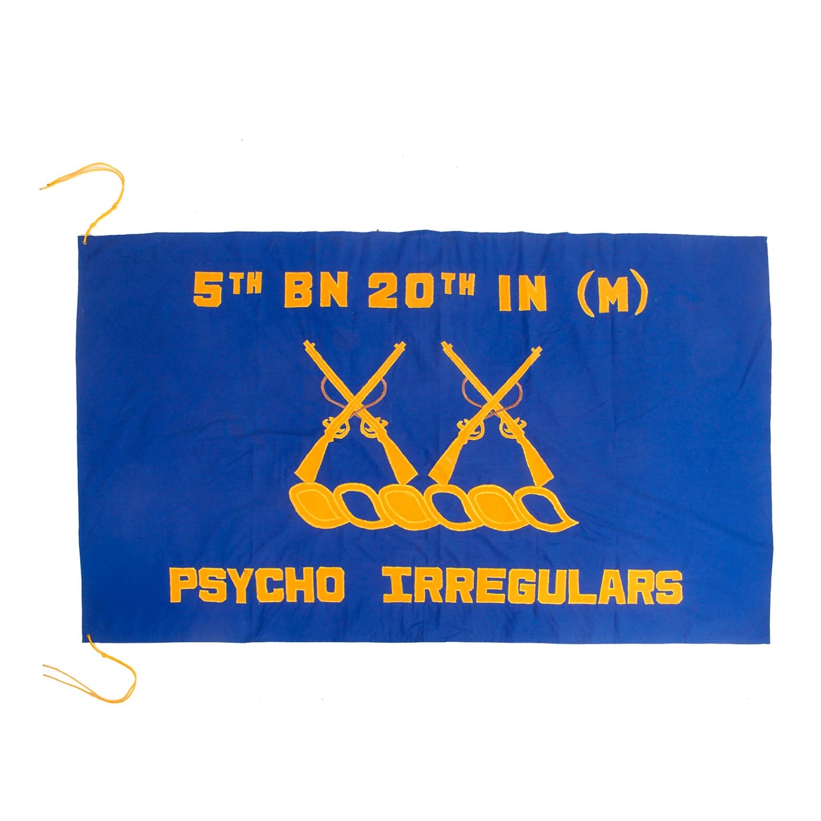 Buy Original U.S. Vietnam War Era 5th Battalion, 20th Infantry (Mechanized) “Psycho Irregulars” Unit Flag, Formerly Part of the A.A.F. Tank Museum - 61” x 36” | Original Firearms Antique For Sale