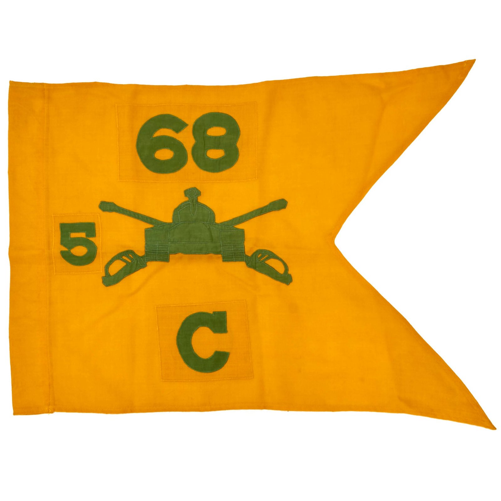 Buy Original U.S. Vietnam War-Era 68th Armor Regiment Swallowtail Guidon - Formerly Part of the A.A.F. Tank Museum - 29” x 20” | Original Firearms Antique For Sale