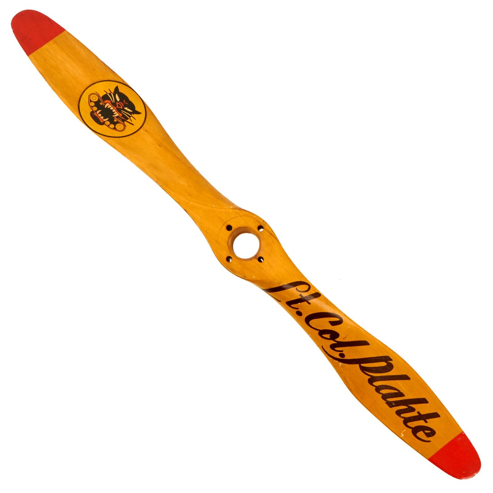Buy Original U.S. WWII Era Personalized Small Aircraft Prop Presented To Lieutenant Colonel Fred Plahte of the 728th Amphibious Tractor Battalion, 168th Field Artillery “Tank Destroyers” | Original Firearms Antique For Sale