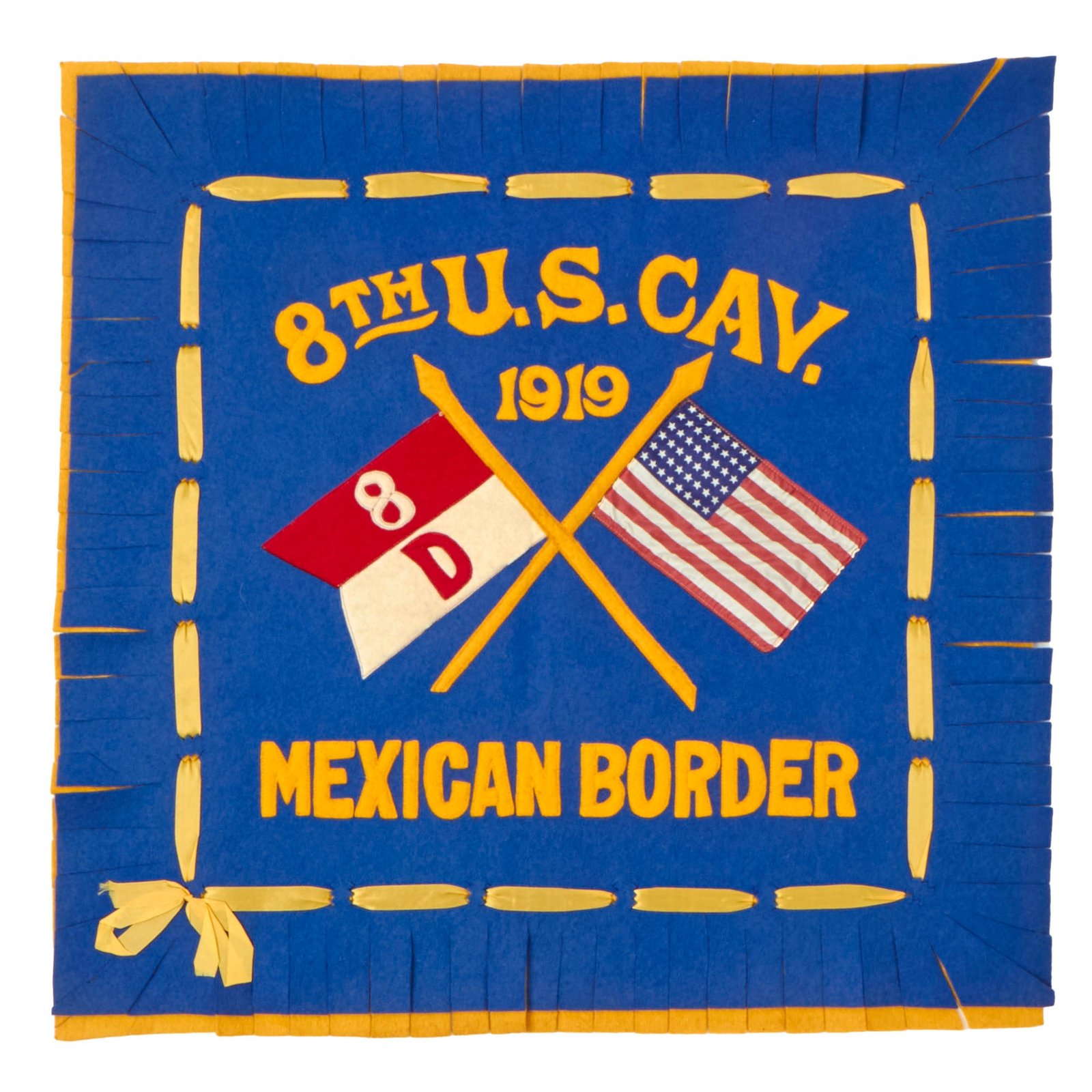 Buy Original U.S. Mexican Border War 1919 Dated D Troop, 8th Cavalry Regiment “Commemorative” Service Wall Hanger - 24” x 24” | Original Firearms Antique For Sale