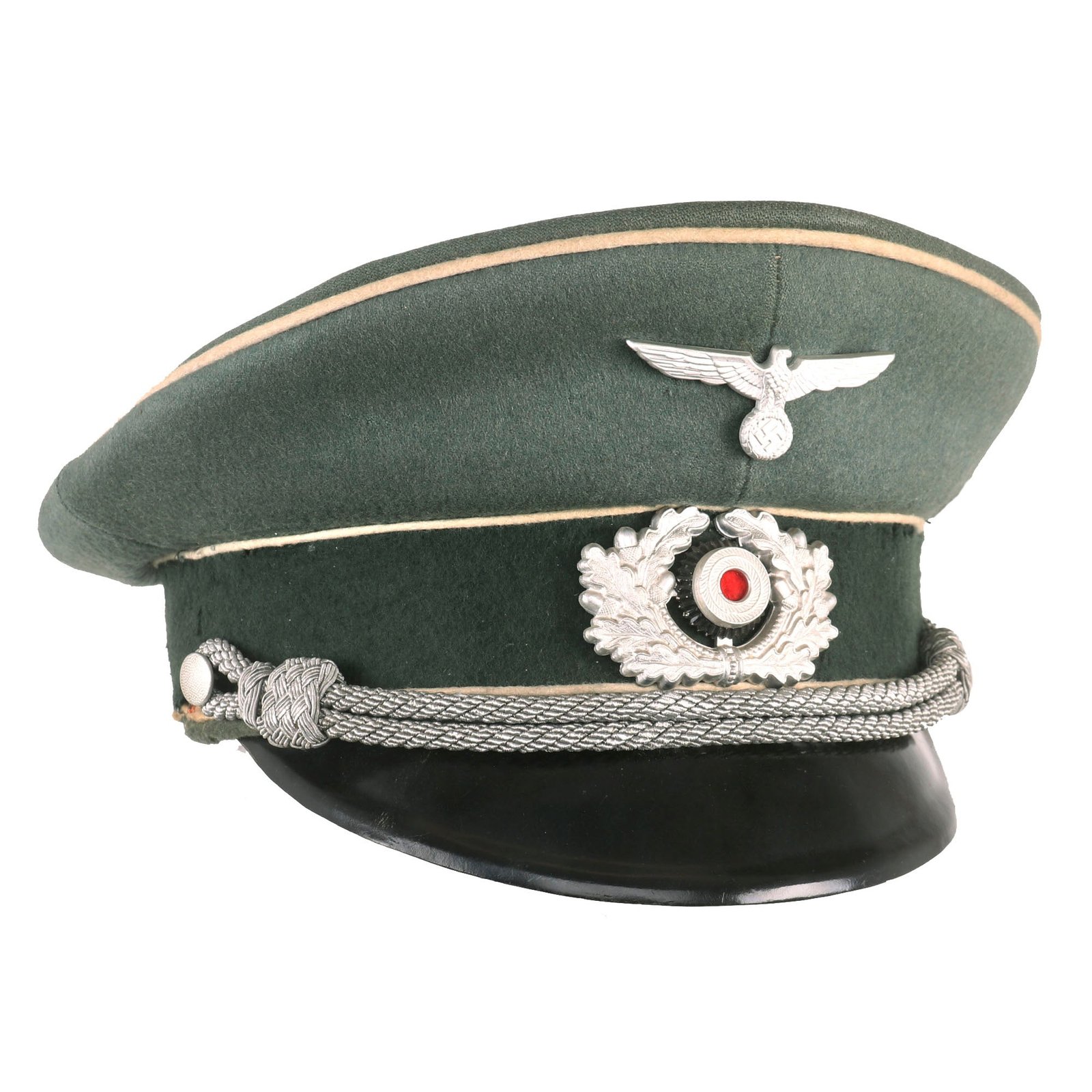 Buy Original German WWII Army Heer Infantry Officers Schirmmütze Visor Cap by Erhard Burgmayer of Ulm | Original Firearms Antique For Sale