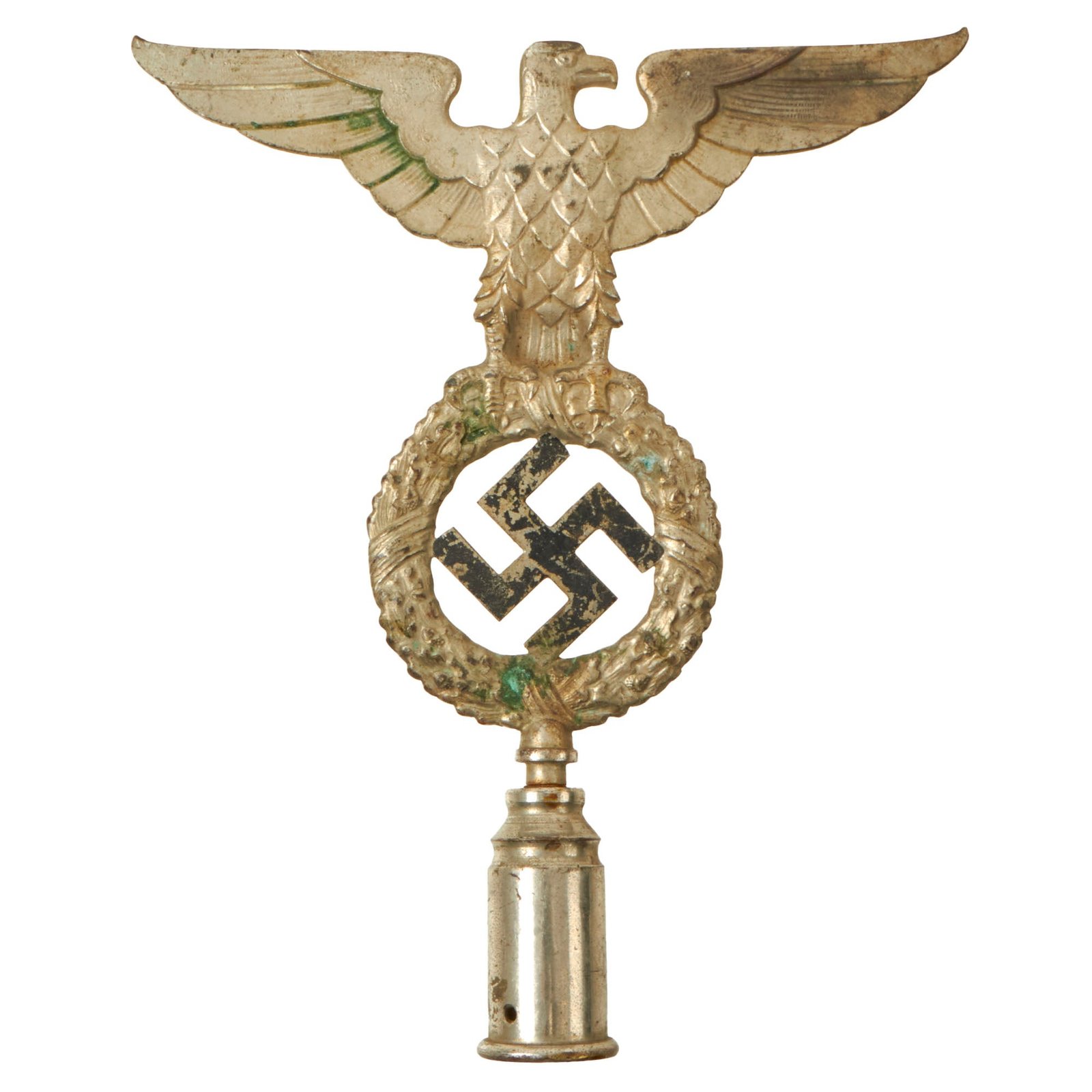 Buy Original German WWII NSDAP National Socialist Party First Pattern Flag Pole Finial "Topper" with Socket - Plated Alloy | Original Firearms Antique For Sale