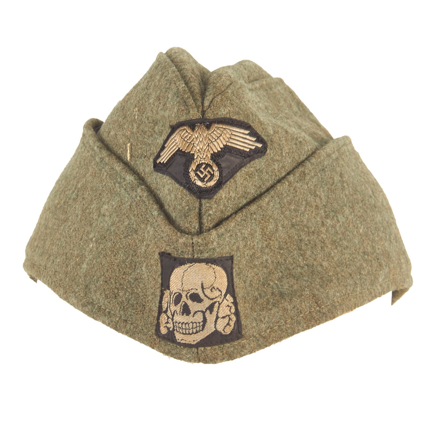 Buy Original German WWII Waffen SS EM-NCO Field Gray Wool M40 Overseas Side Cap with Insignia - size 60 | Original Firearms Antique For Sale
