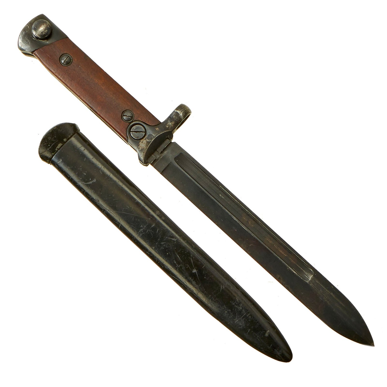 Buy Original Italian WWII M1938 Mannlicher Carcano Short Rifle Folding Bayonet with Scabbard | Original Firearms Antique For Sale