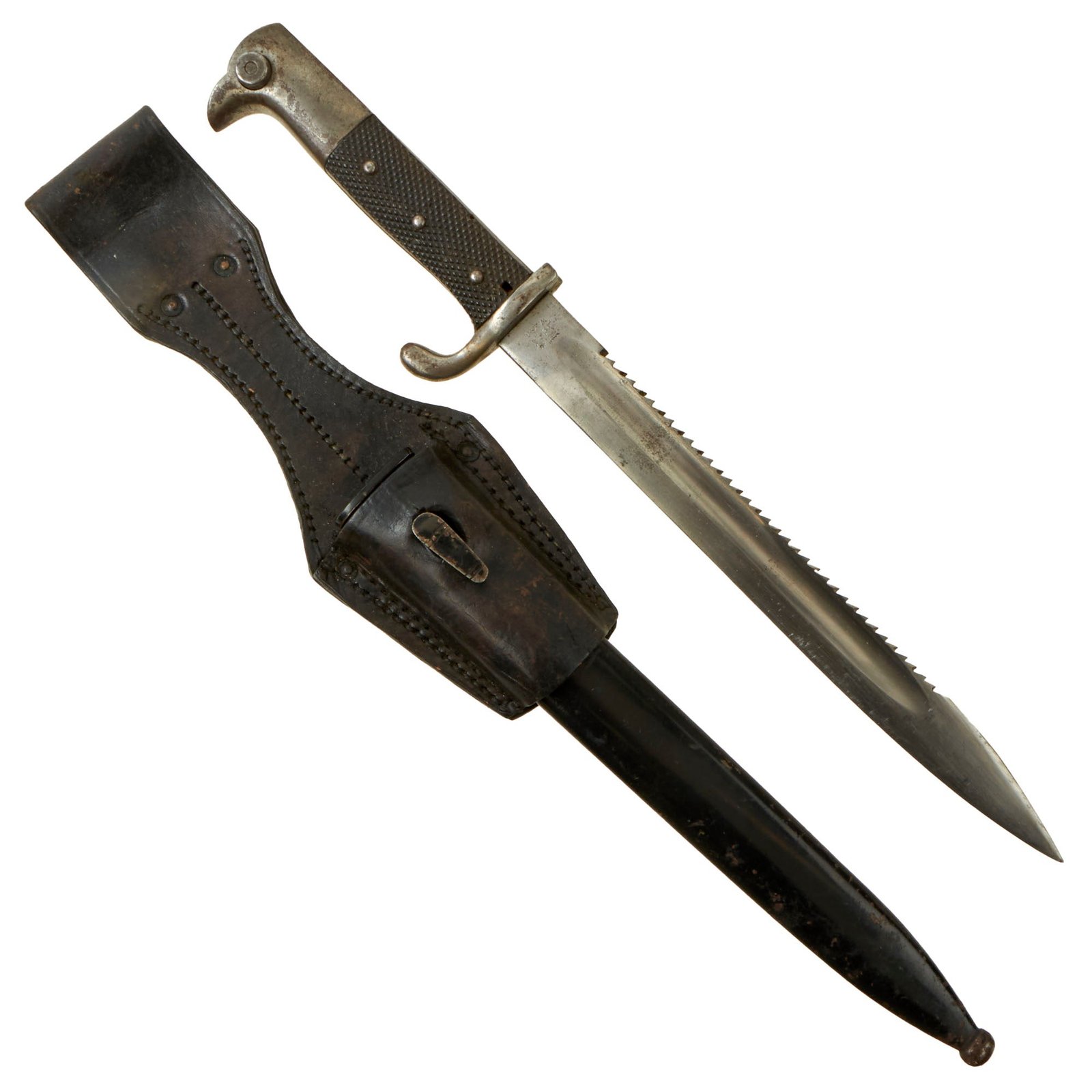 Buy Original Imperial German WWI Kurzes Seitengewehr M1898/05 Sawback Dress Bayonet by WKC with Scabbard & 1917 Dated Frog | Original Firearms Antique For Sale