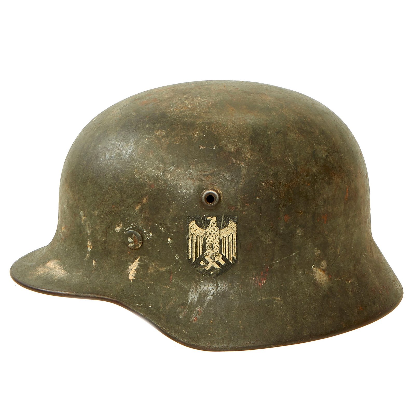 Buy Original German WWII Service Used M40 Single Decal Army Heer Helmet with Relic 57cm Liner - Q64 | Original Firearms Antique For Sale