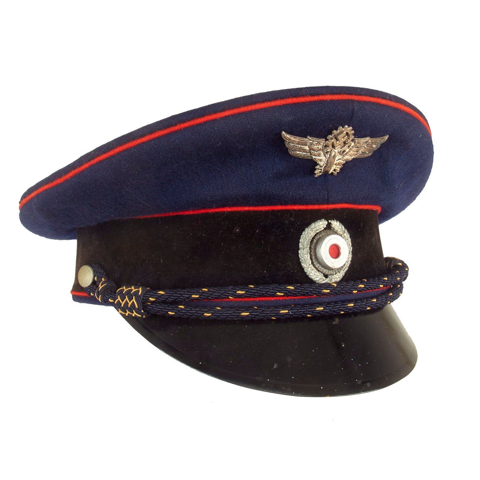 Buy Original German WWII DAF Labor Front DRB Reichsbahn Railway Leader Schirmmütze Visor Cap by Clemens Wagner - Size 55 ½ | Original Firearms Antique For Sale