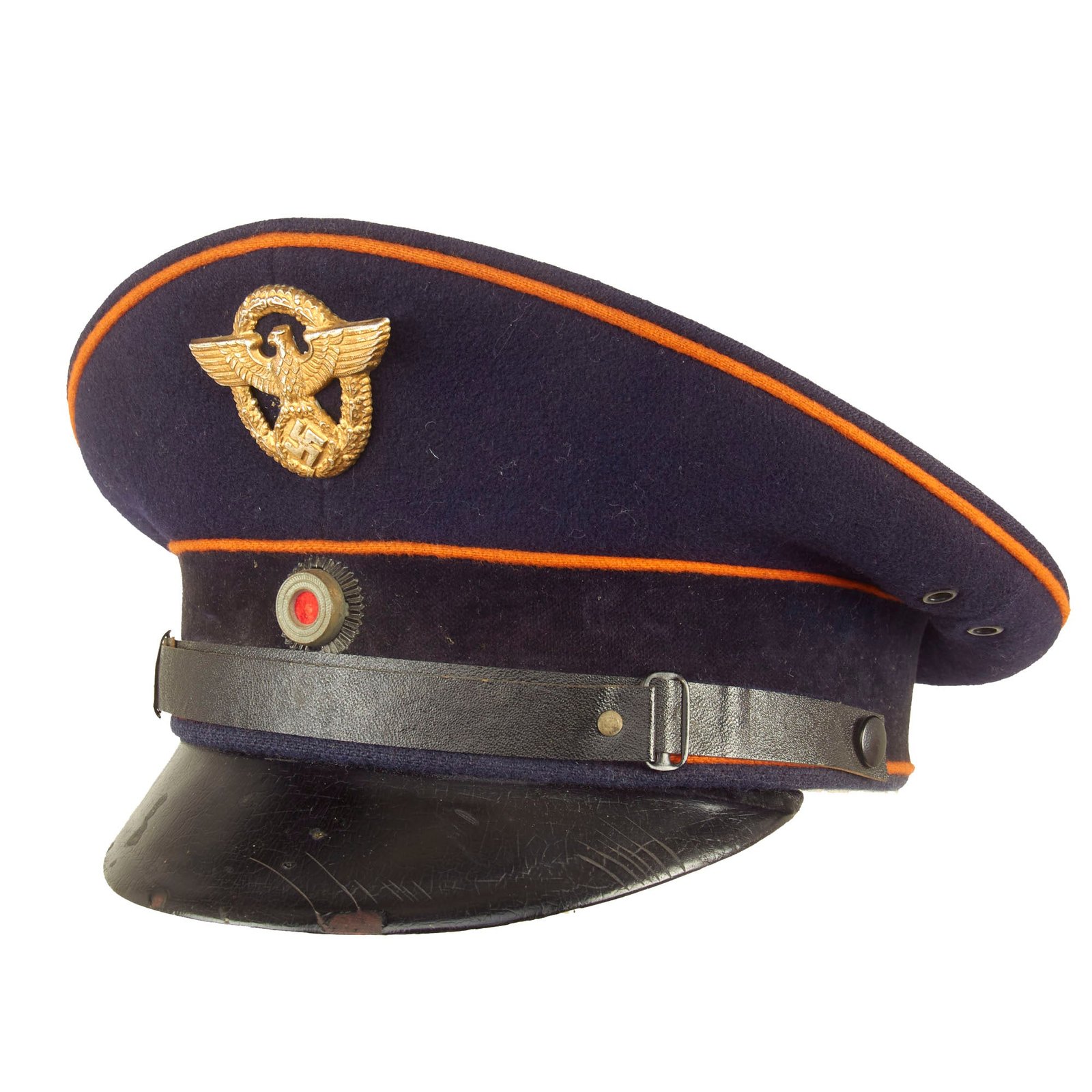 Buy Original German WWII Fire Protection Police EM/NCO Schirmmütze Visor Cap by Peküro - Size 56 ½ | Original Firearms Antique For Sale