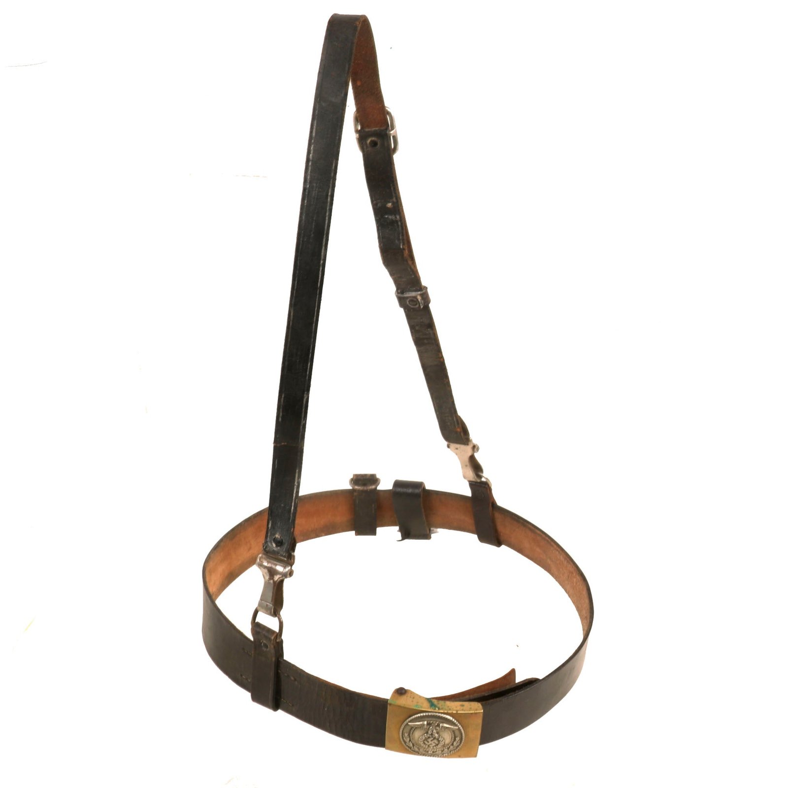 Buy Original German WWII SA EM/NCO Belt with Early Two Piece Brass and Nickle Buckle and Cross Strap - Sturmabteilung | Original Firearms Antique For Sale