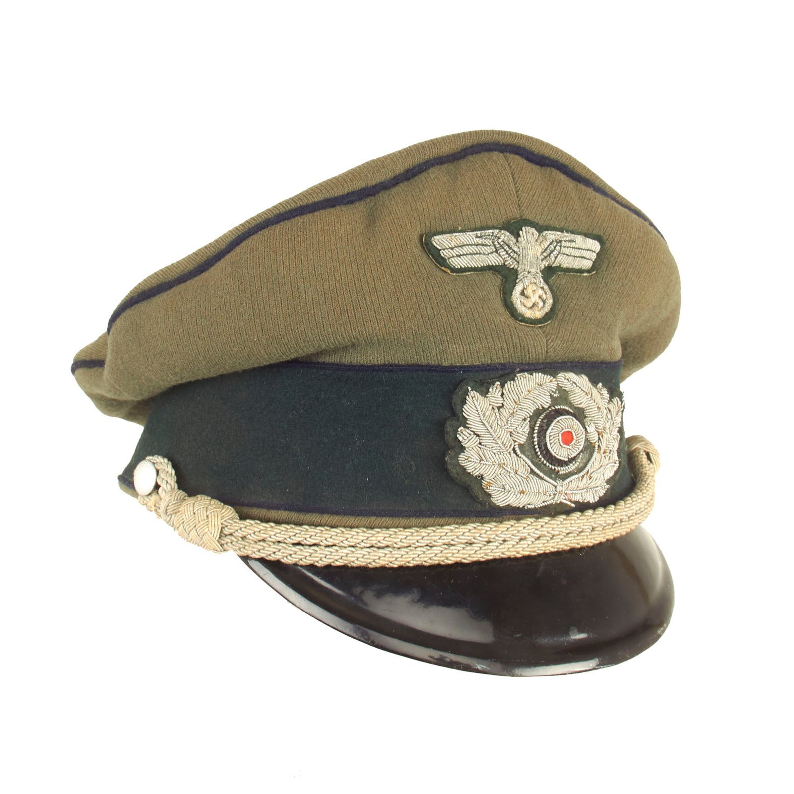 Buy Original German WWII Heer Army Medical Officer Schirmmütze Visor Crush Cap with Embroidered Insignia | Original Firearms Antique For Sale