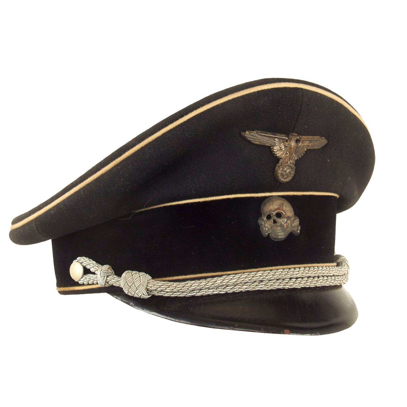 Buy Original German WWII SS Allgemeine Officer Tuchmütze Visor Cap with BeVo RZM Tag & Maker Tag - Size 57 ½ | Original Firearms Antique For Sale