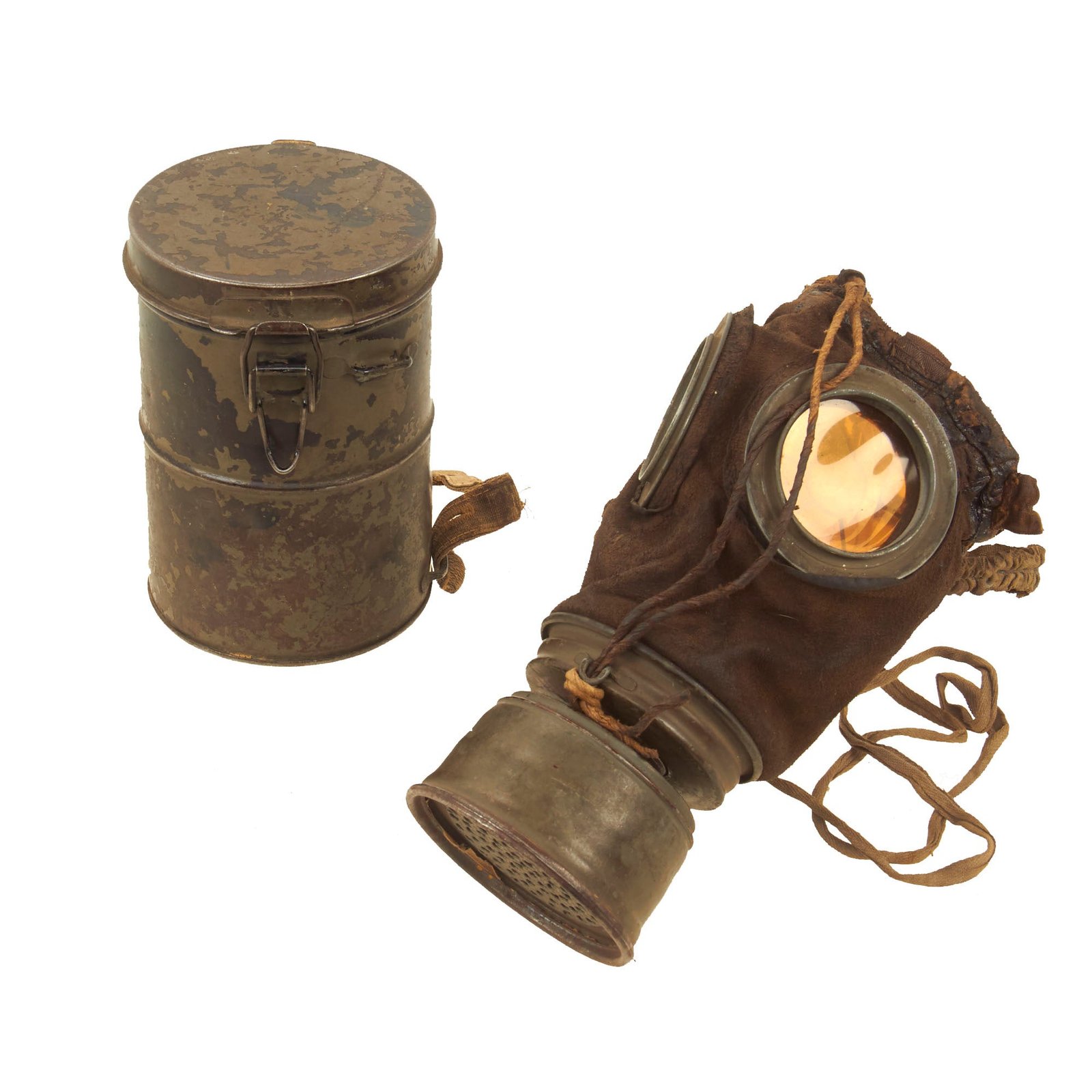 Buy Original Imperial German WWI M1917 Ledermaske Gas Mask with Can - dated 1917 | Original Firearms Antique For Sale