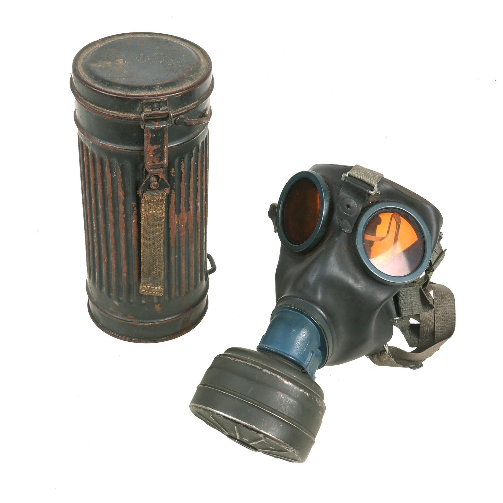 Buy Original German WWII M38 Gas Mask by BMW in Size 1 with Magnetic Fittings, Filter & Canister - dated 1943 | Original Firearms Antique For Sale