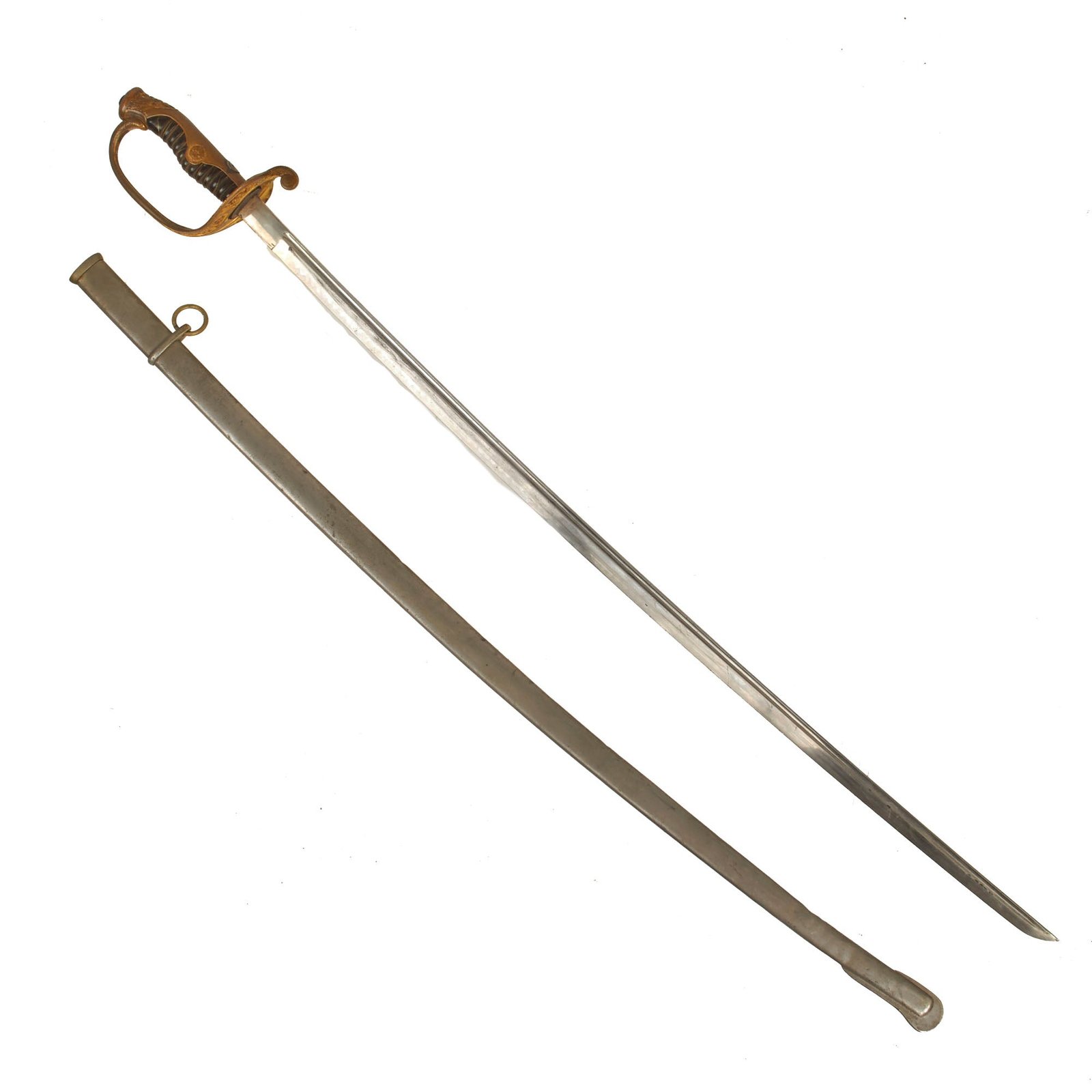 Buy Original WWII Imperial Japanese Army Type 19 Kyu-Gunto Parade Sword with Hidari Futatsudomoe Crest & Scabbard | Original Firearms Antique For Sale