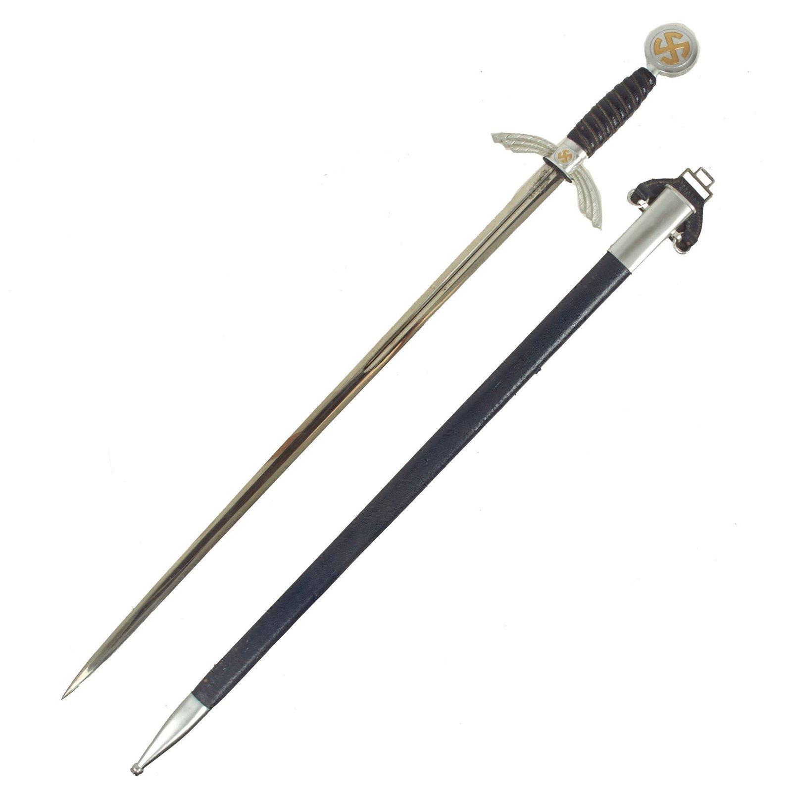Buy Original German WWII Aluminum Fitted Luftwaffe Officer Sword by WKC Waffenfabrik with Scabbard - Nickel Plated Blade | Original Firearms Antique For Sale